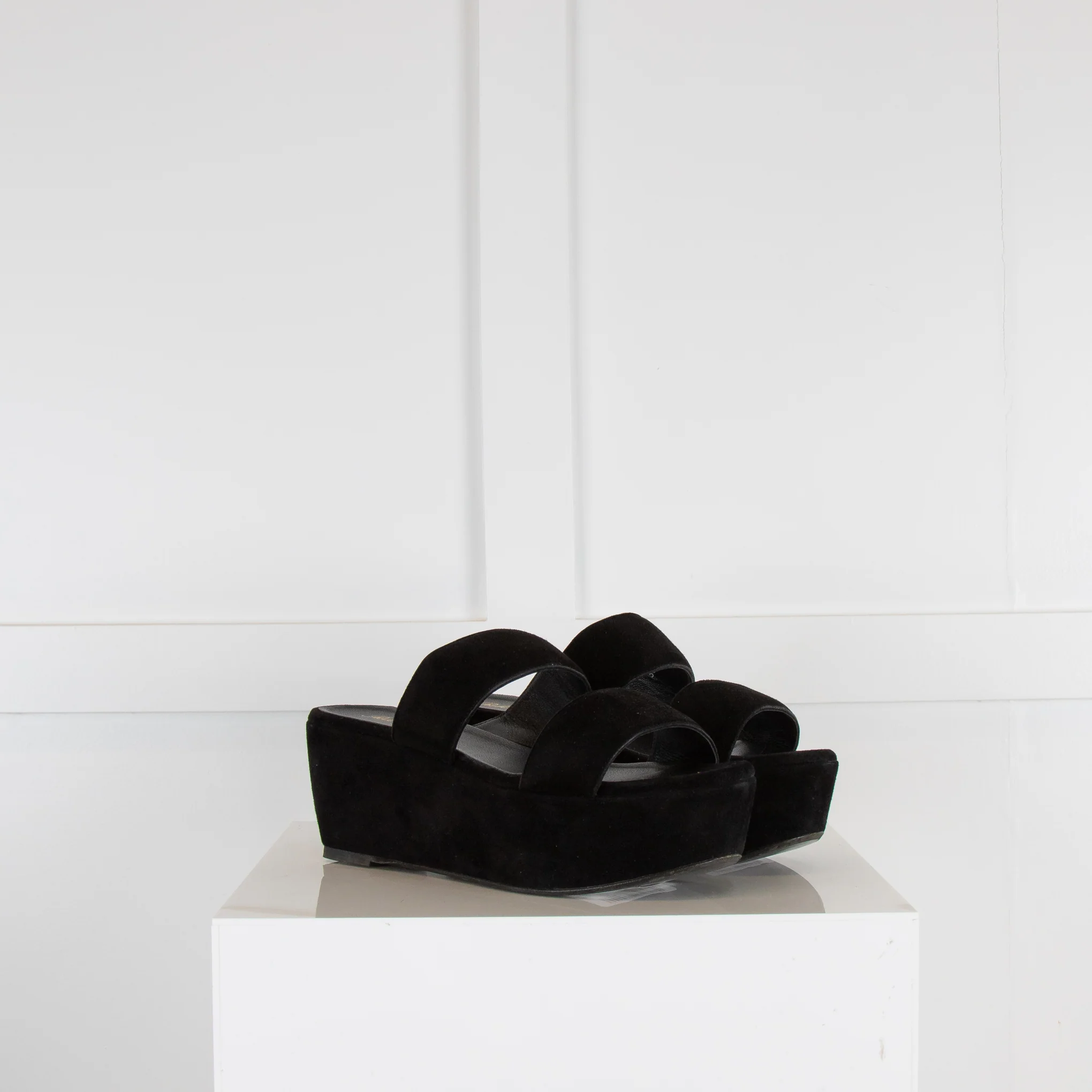 Robert Clergerie Black Wedge Suede Sandal - Image 2