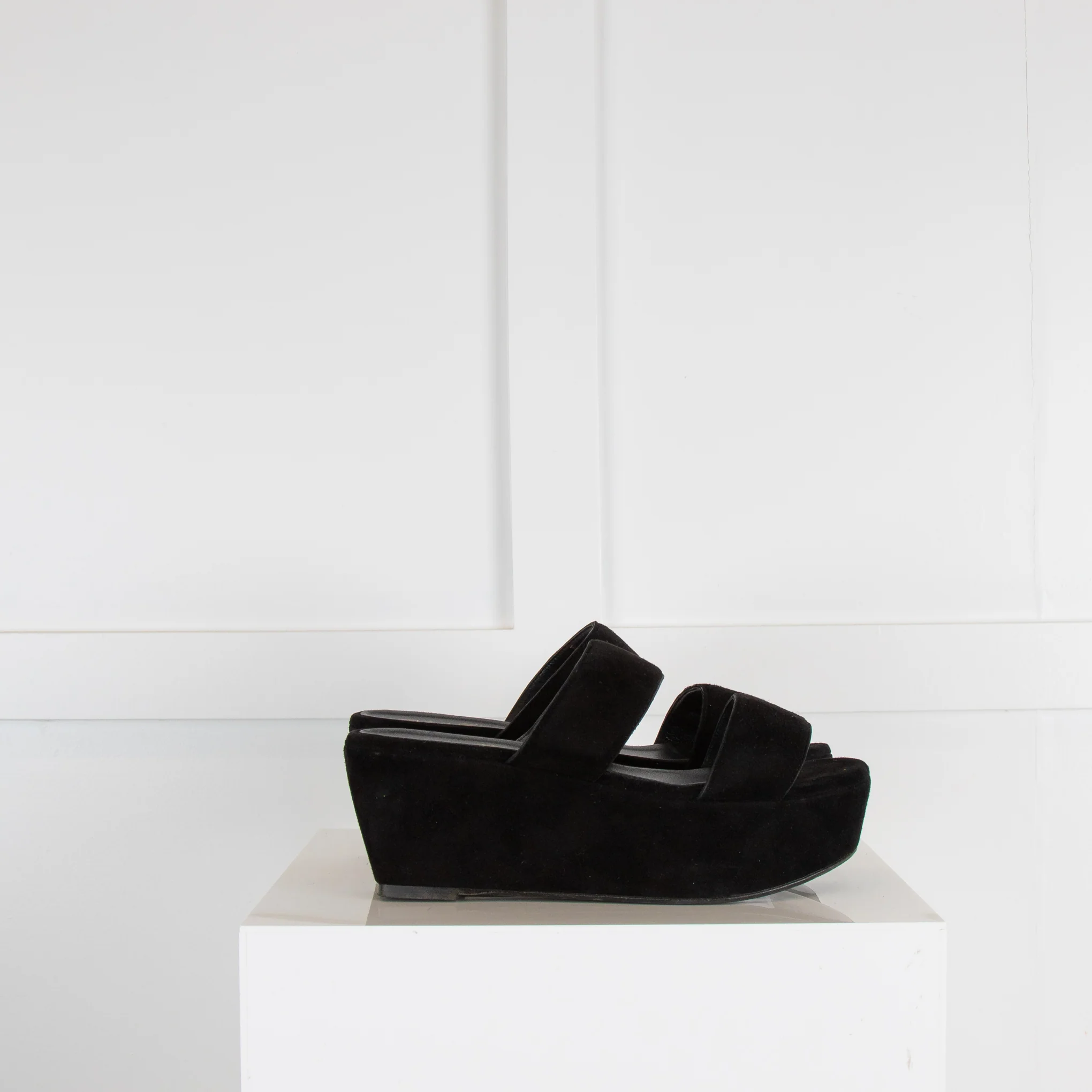 Robert Clergerie Black Wedge Suede Sandal - Image 3