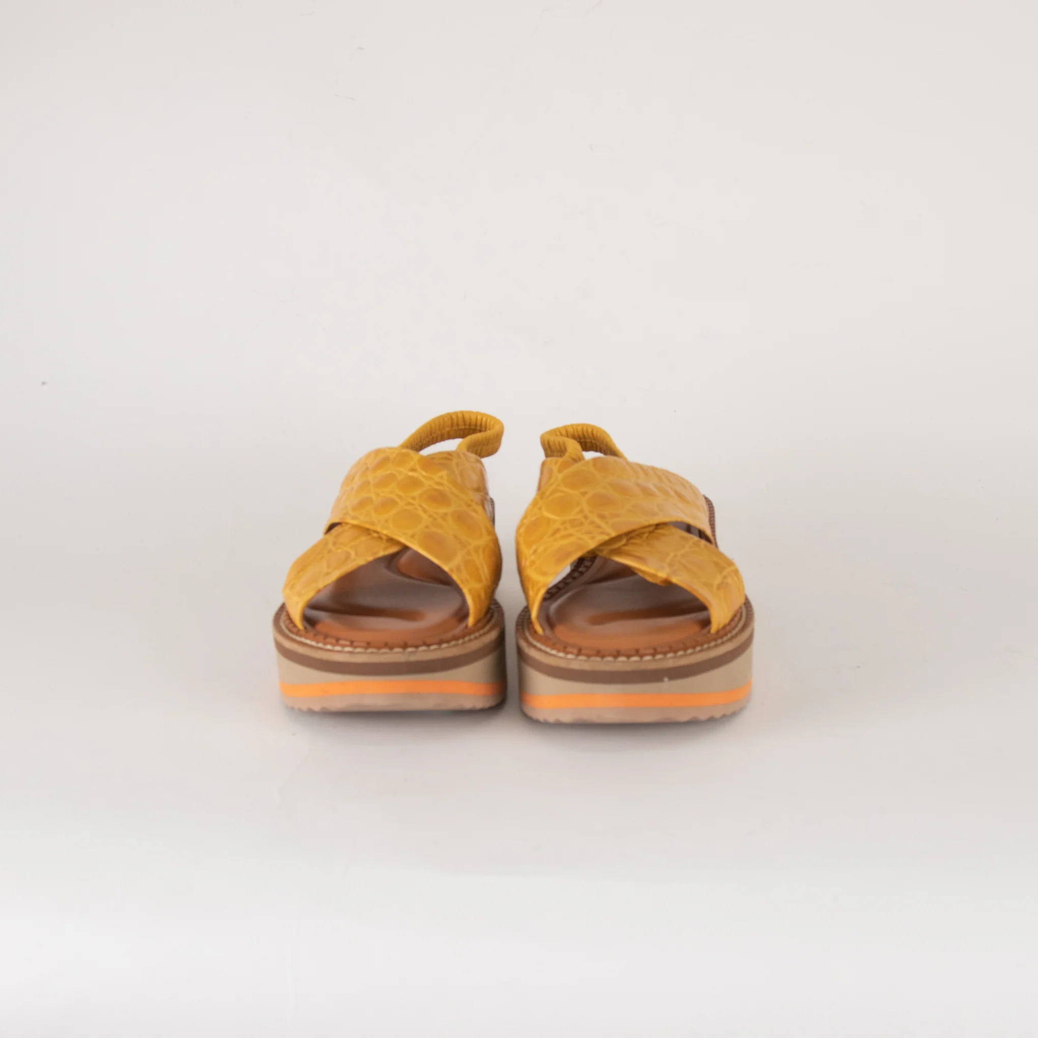 Robert Clergerie Yellow Croc Effect Platform Sandals - Image 2