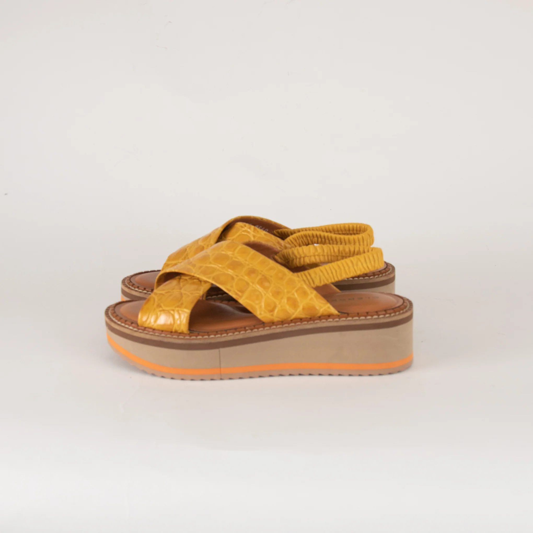 Robert Clergerie Yellow Croc Effect Platform Sandals - Image 3