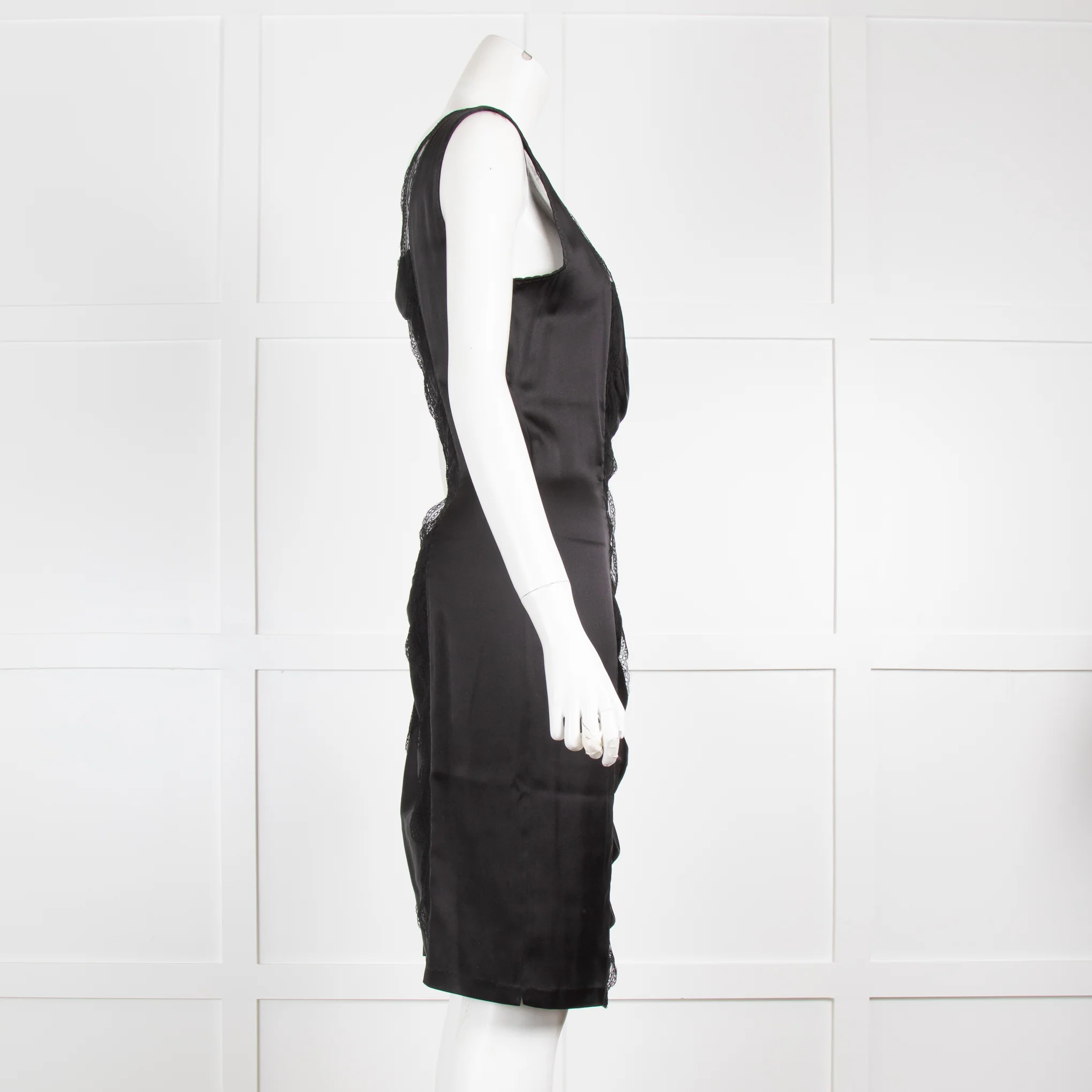 Roberto Cavalli Black Lace Trim Ruched Dress - Image 2