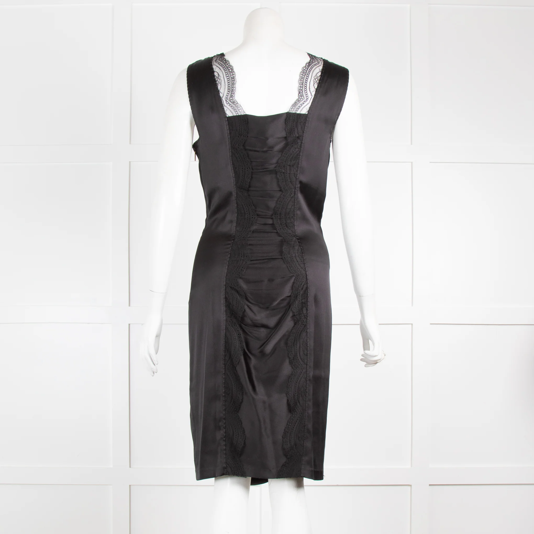 Roberto Cavalli Black Lace Trim Ruched Dress - Image 3