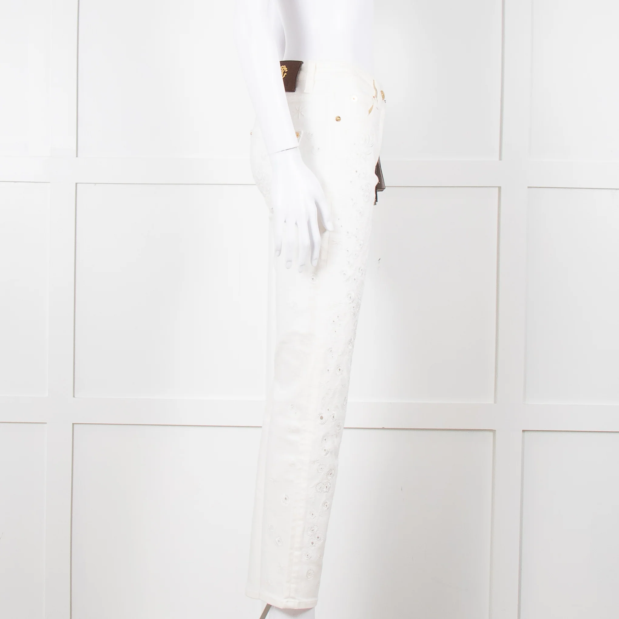 Roberto Cavalli White Cotton Embroidered Jeans - Image 3