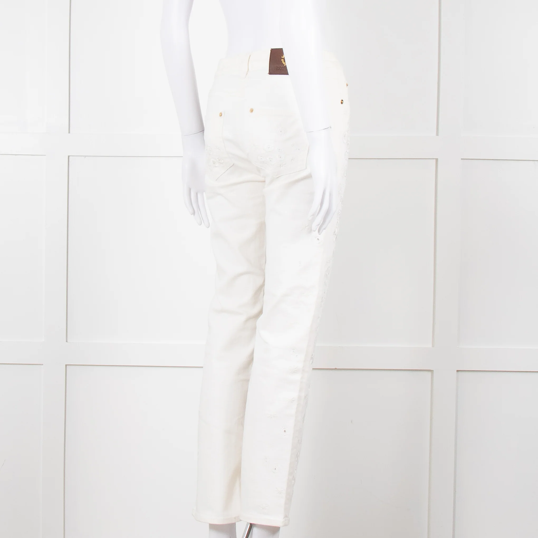 Roberto Cavalli White Cotton Embroidered Jeans - Image 4