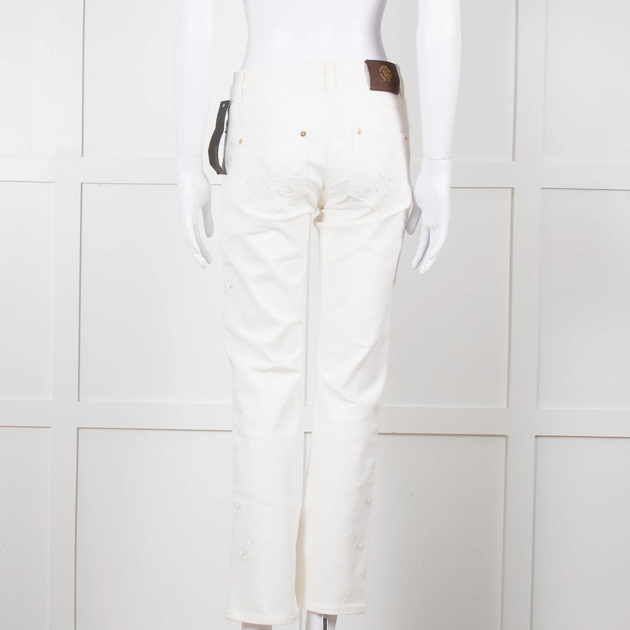 Roberto Cavalli White Cotton Embroidered Jeans - Image 5