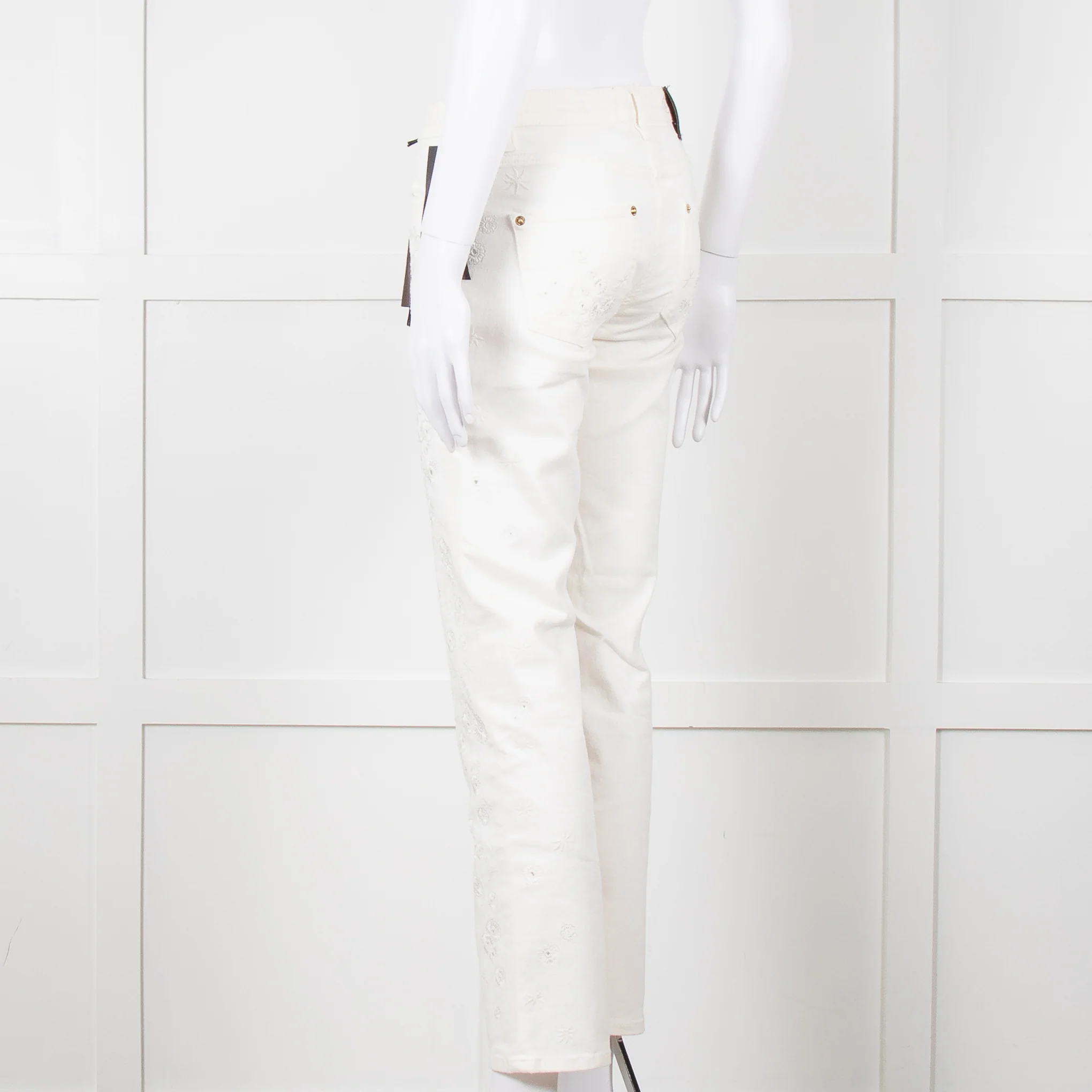 Roberto Cavalli White Cotton Embroidered Jeans - Image 6