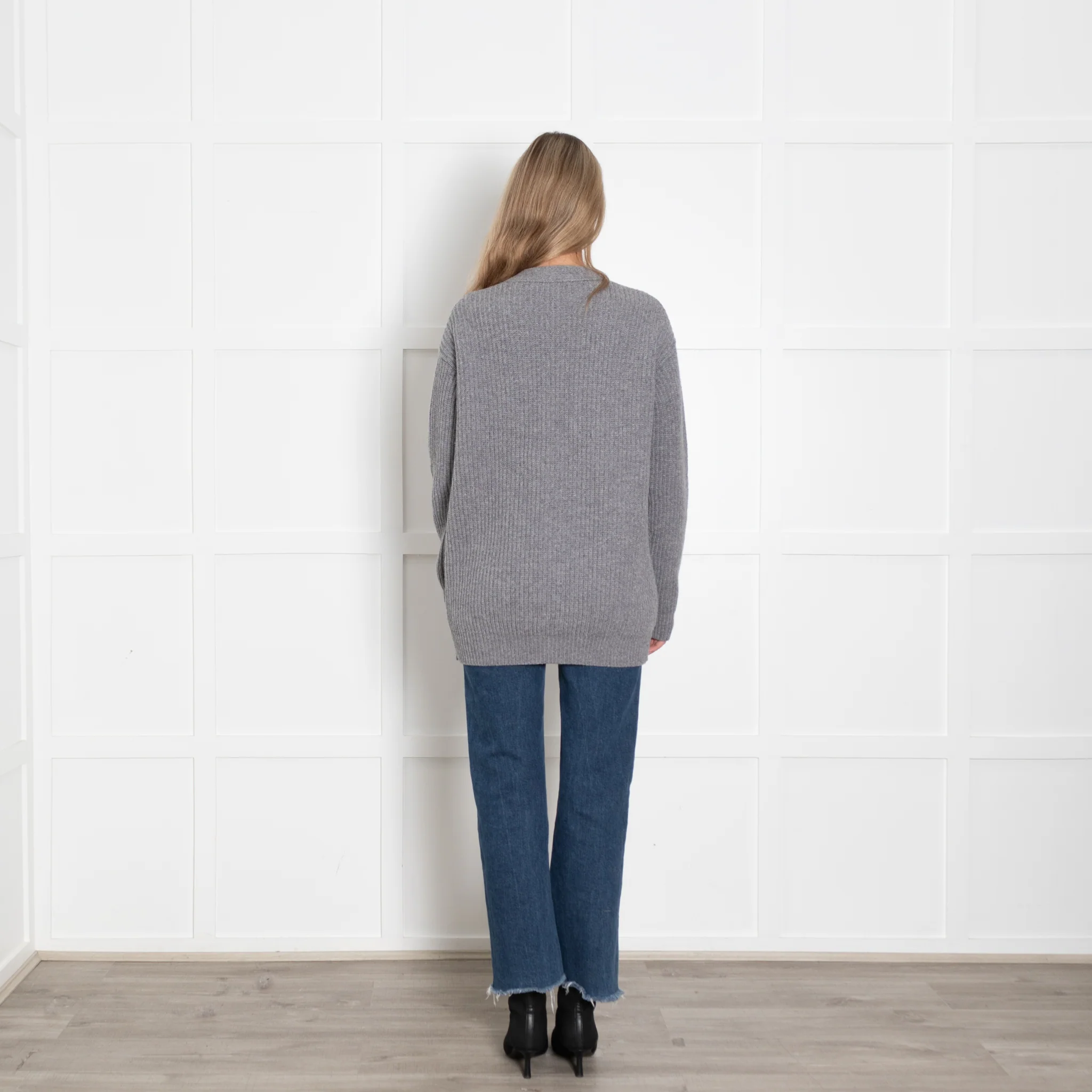 Rochas Grey Wool Oversized Cardigan - Image 5