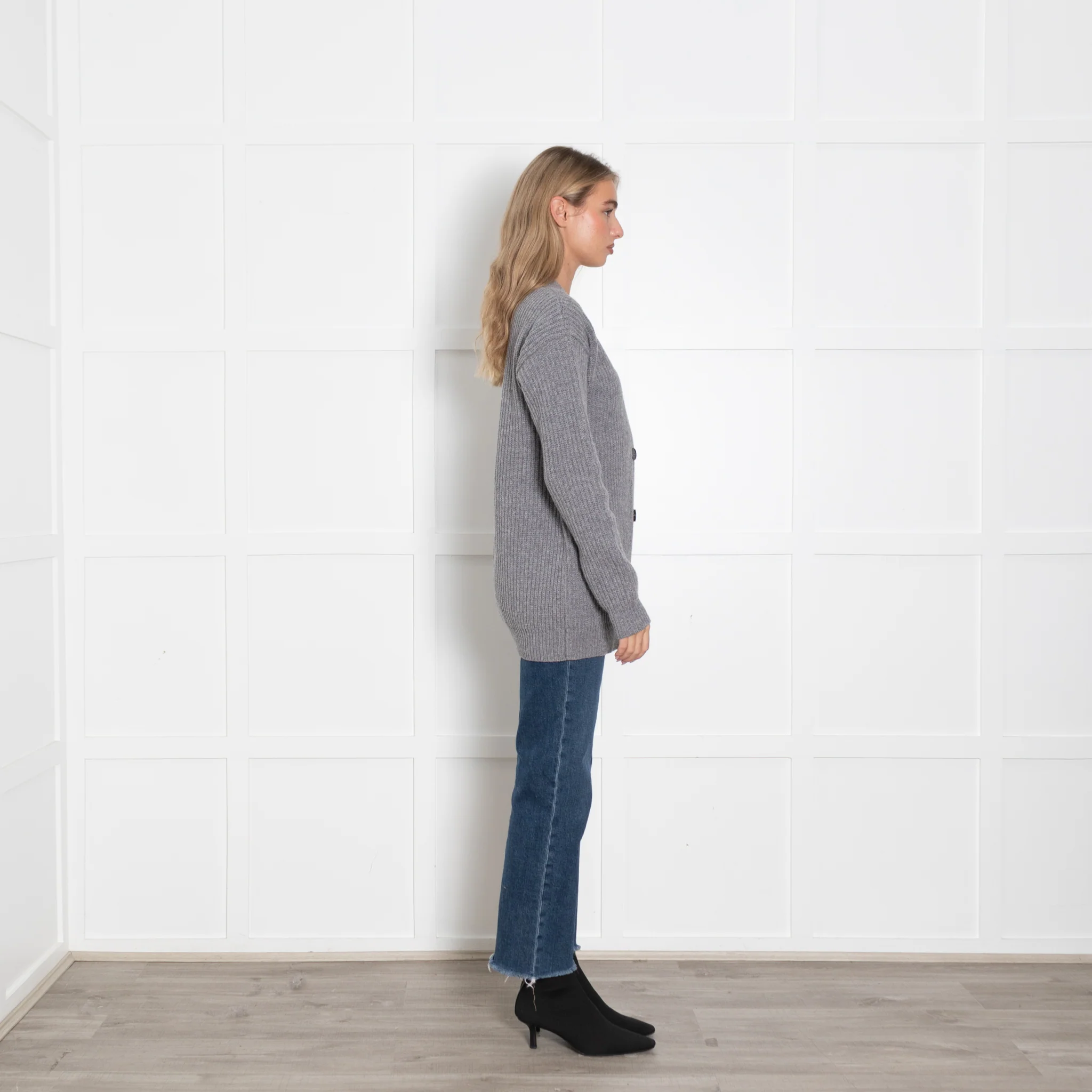 Rochas Grey Wool Oversized Cardigan - Image 6