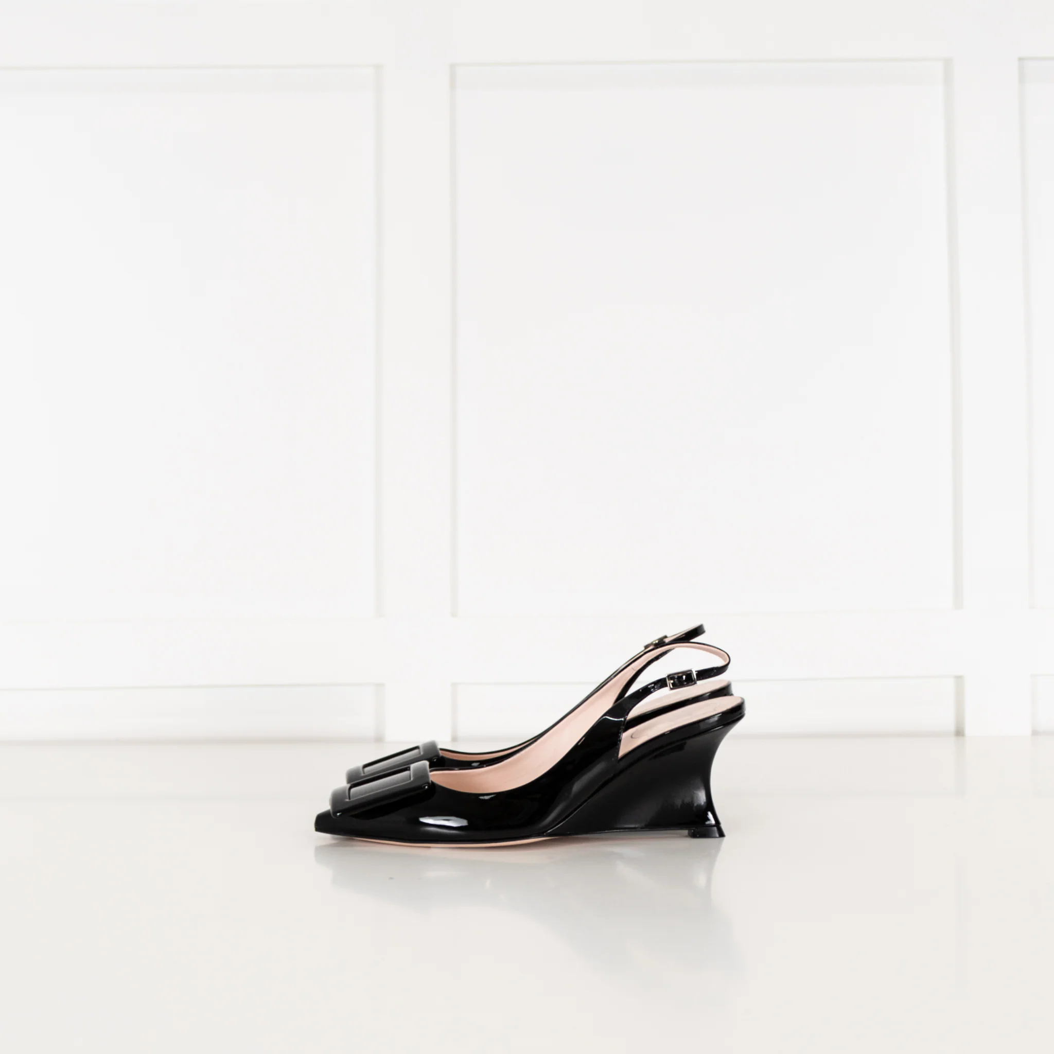 Roger Vivier Black Patent Kitten Wedge Slingback - Image 5