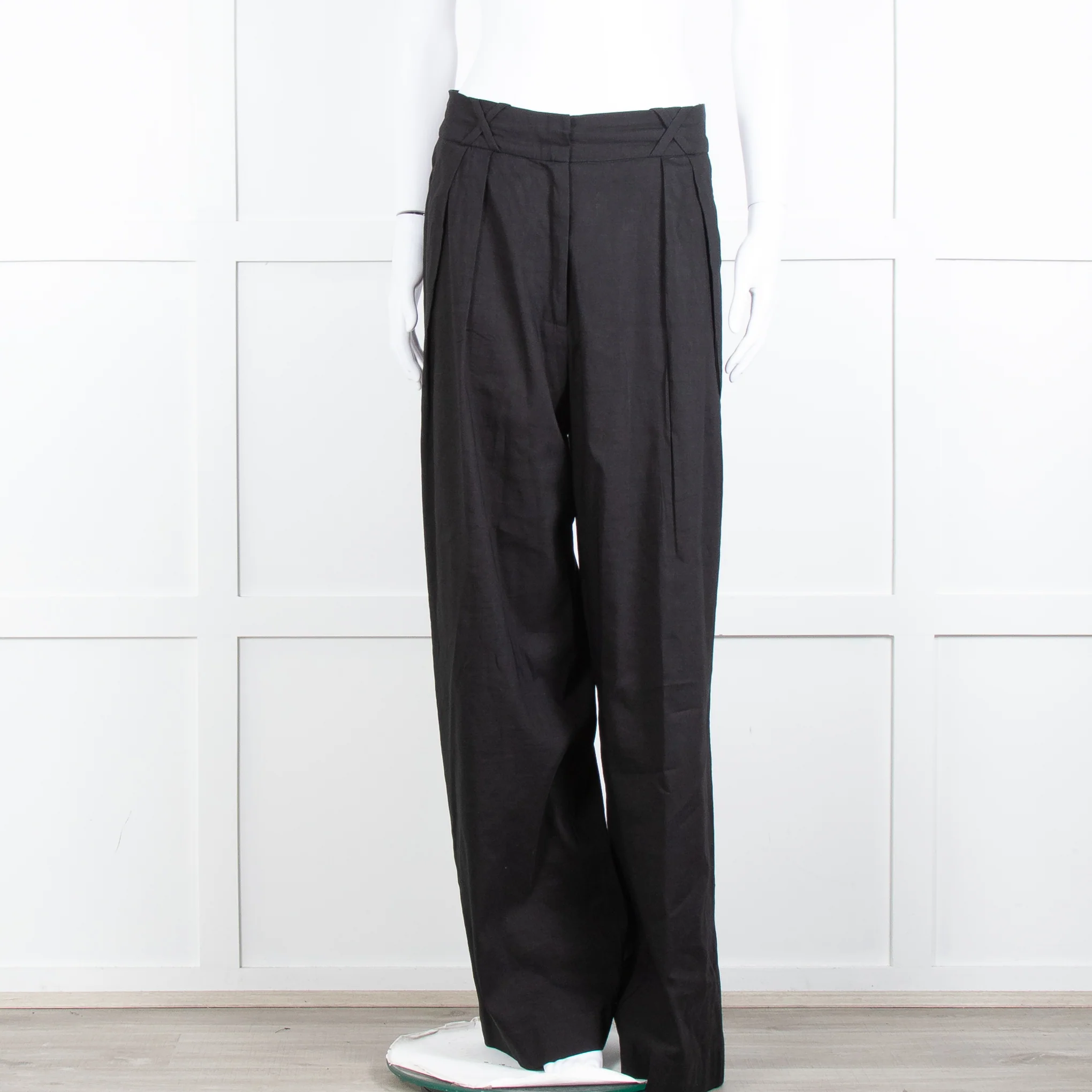 Rohe Black Linen Blend High Waisted Trousers