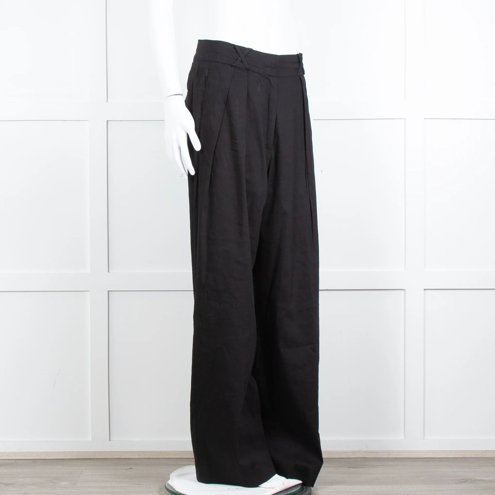 Rohe Black Linen Blend High Waisted Trousers - Image 2