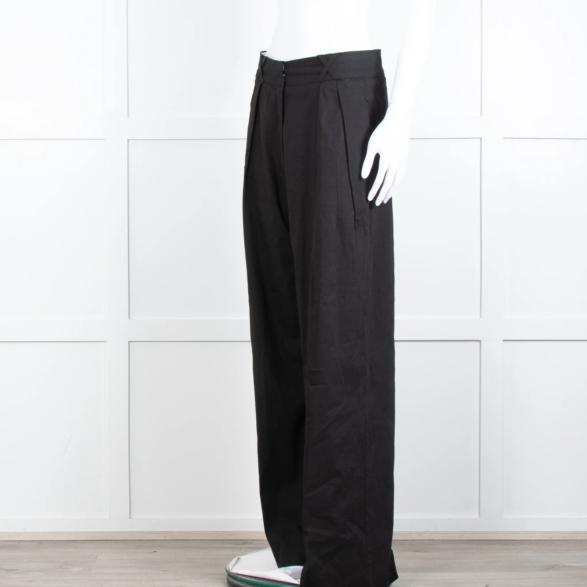 Rohe Black Linen Blend High Waisted Trousers - Image 8