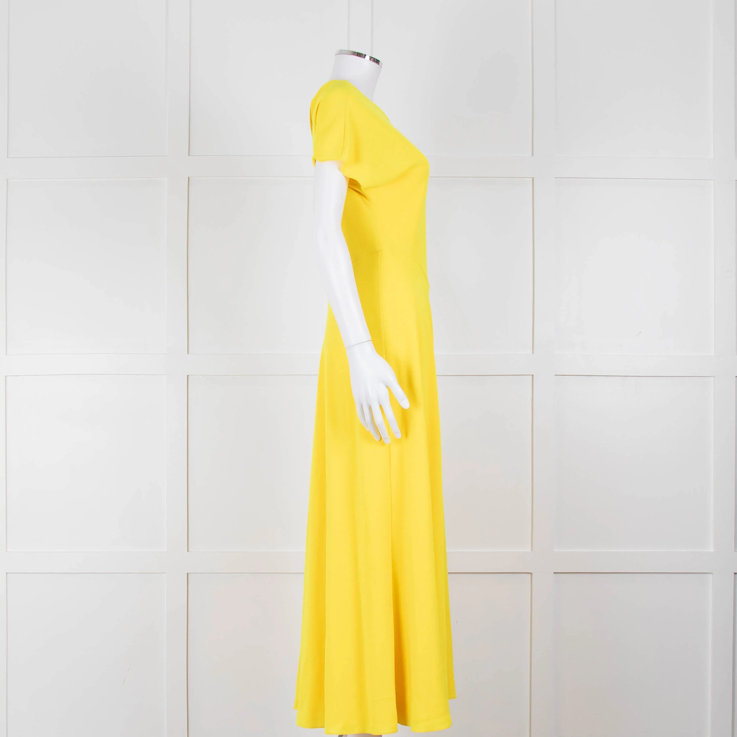Roksanda Adriana Bright Yellow Short Sleeve Dress with Front Split - Image 3