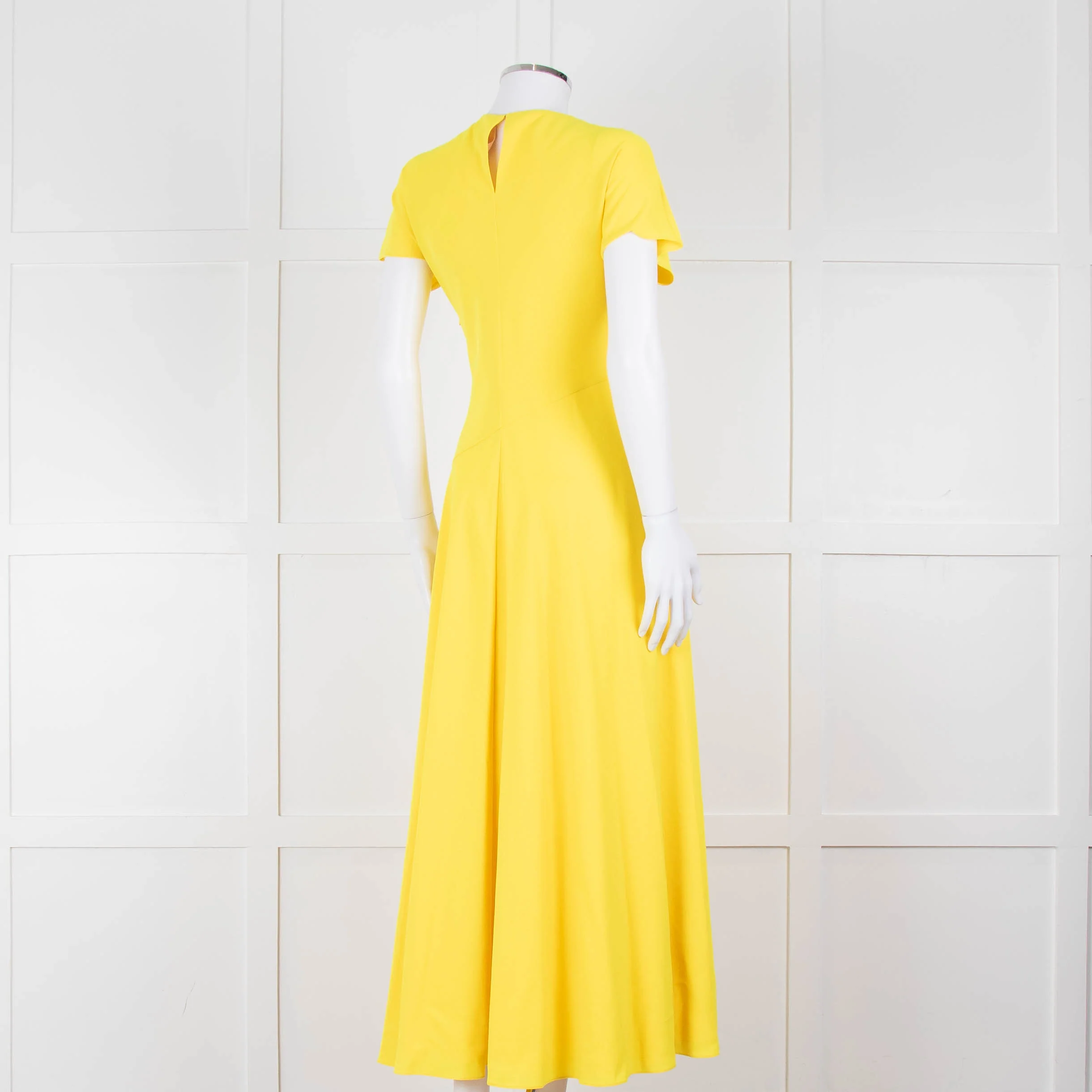 Roksanda Adriana Bright Yellow Short Sleeve Dress with Front Split - Image 4