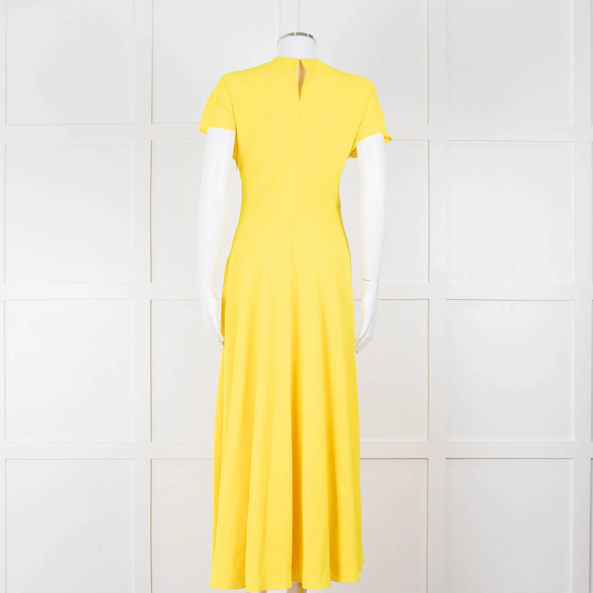 Roksanda Adriana Bright Yellow Short Sleeve Dress with Front Split - Image 5