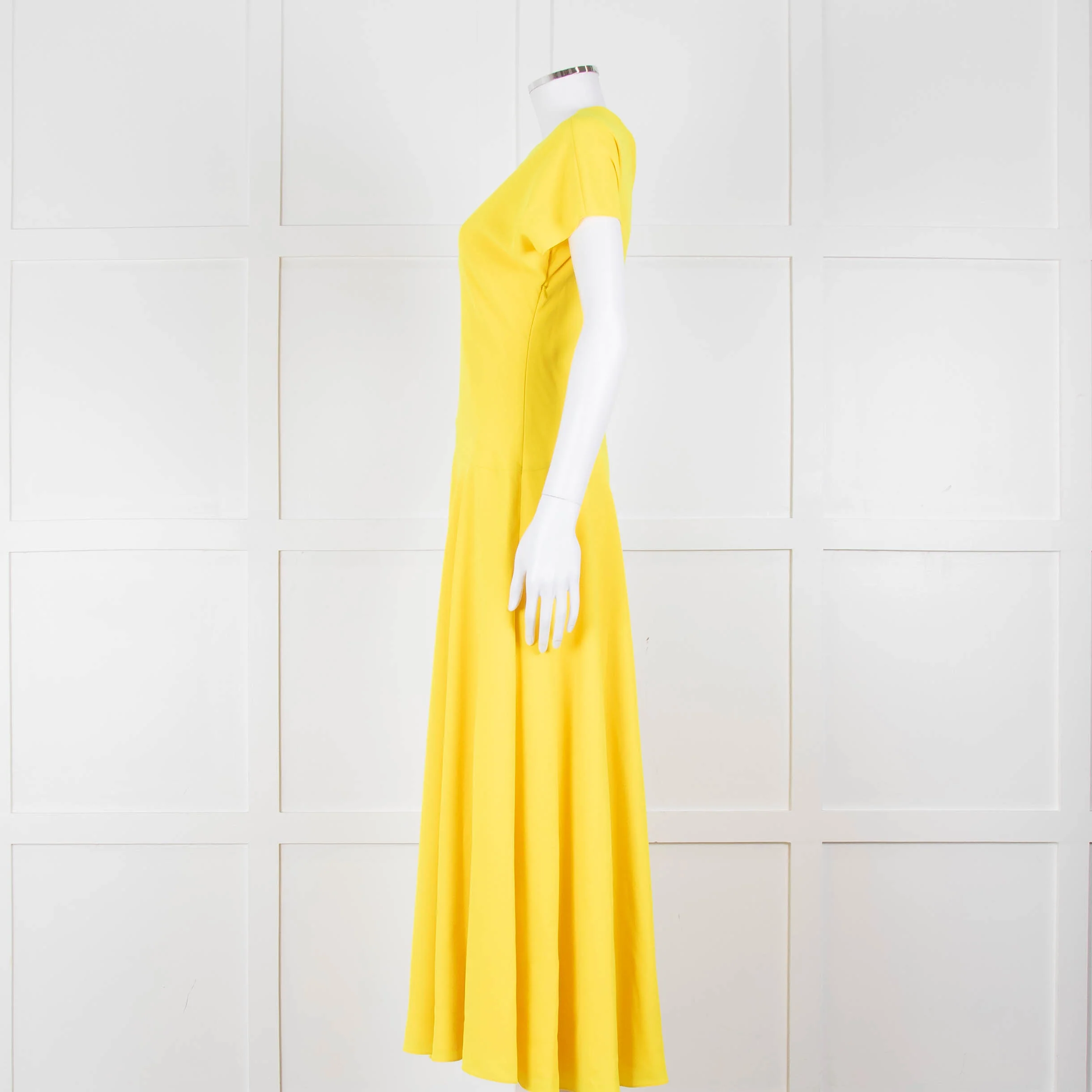 Roksanda Adriana Bright Yellow Short Sleeve Dress with Front Split - Image 7
