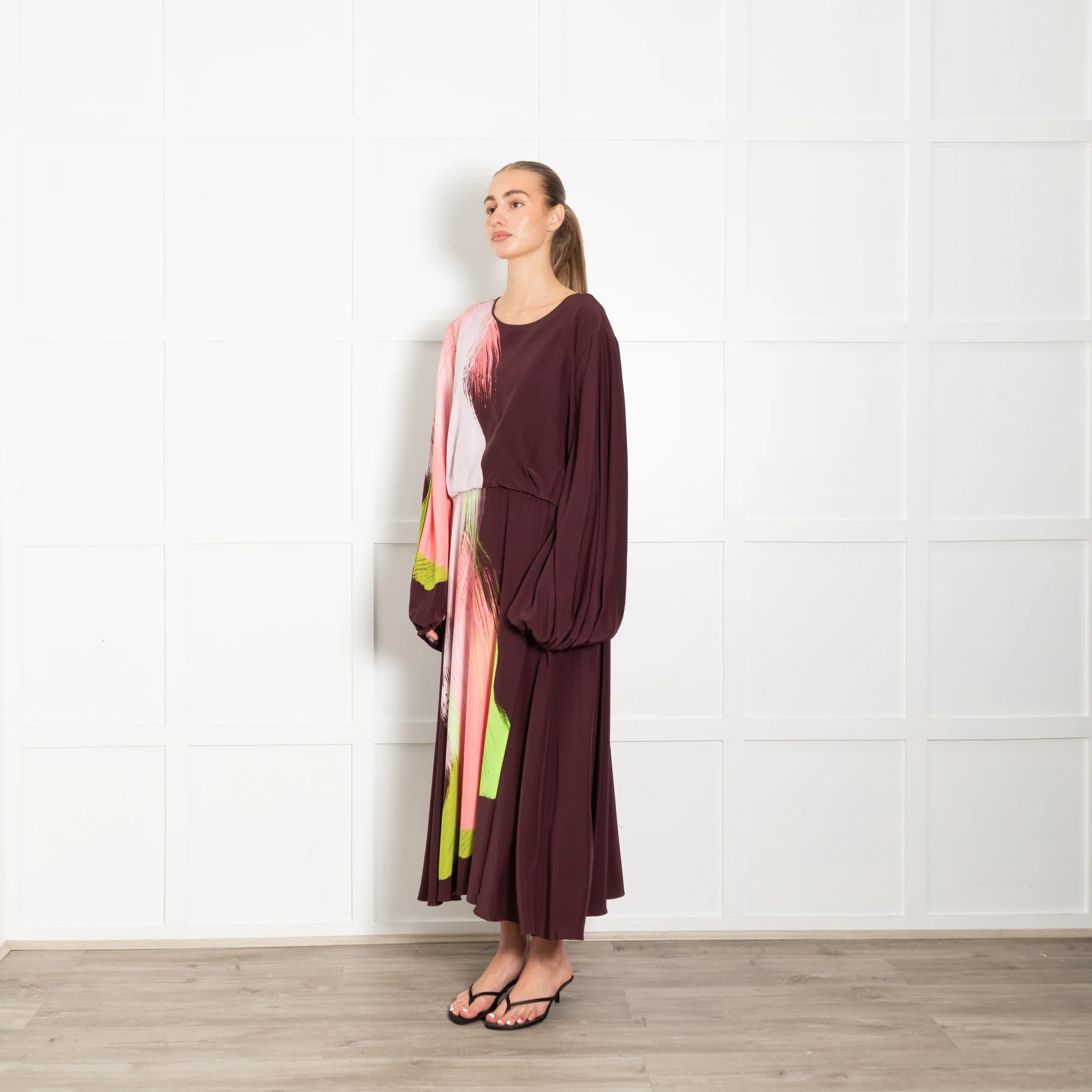 Roksanda Anahita Burgundy/Pink/Green Multicolored Silk Dress - Image 3