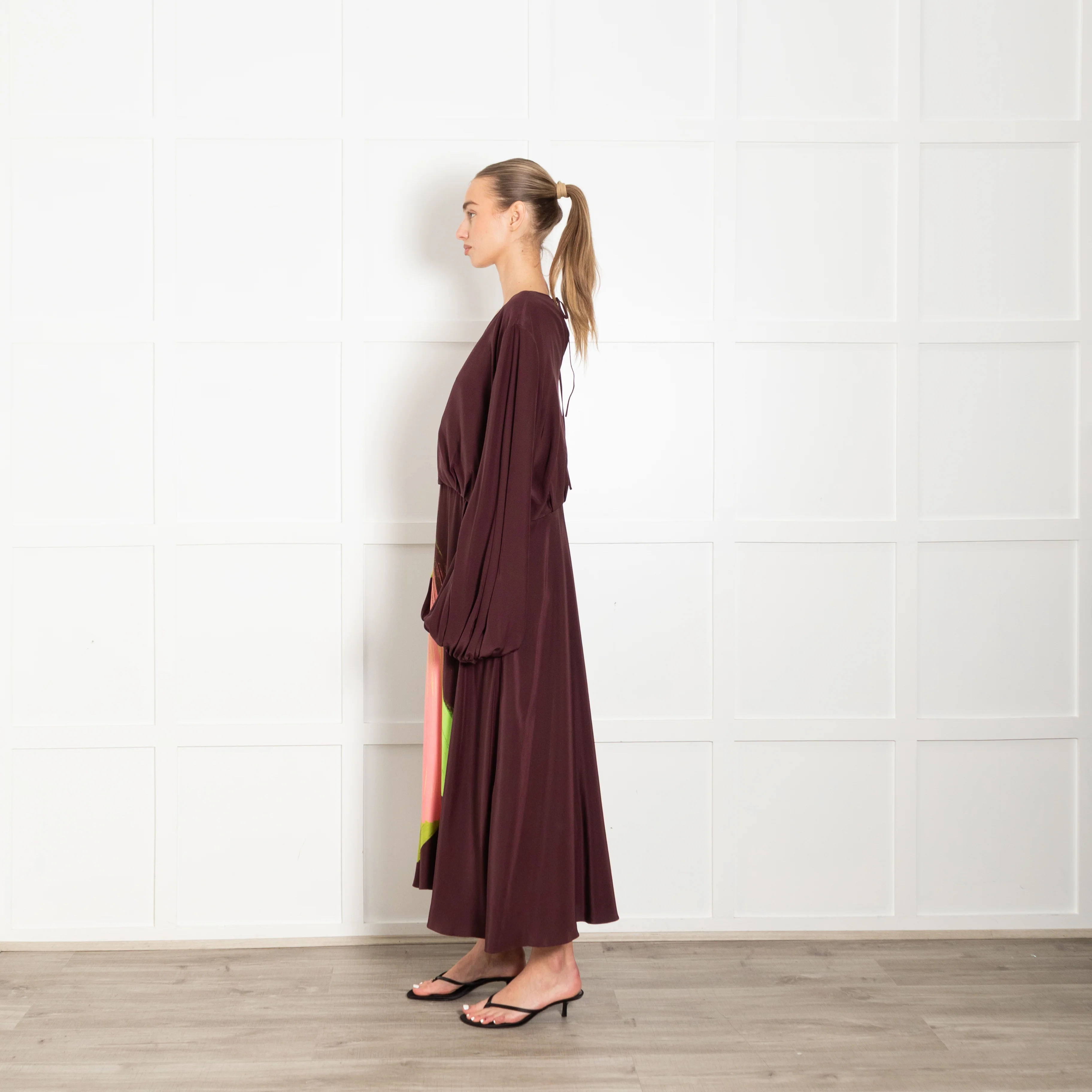 Roksanda Anahita Burgundy/Pink/Green Multicolored Silk Dress - Image 4