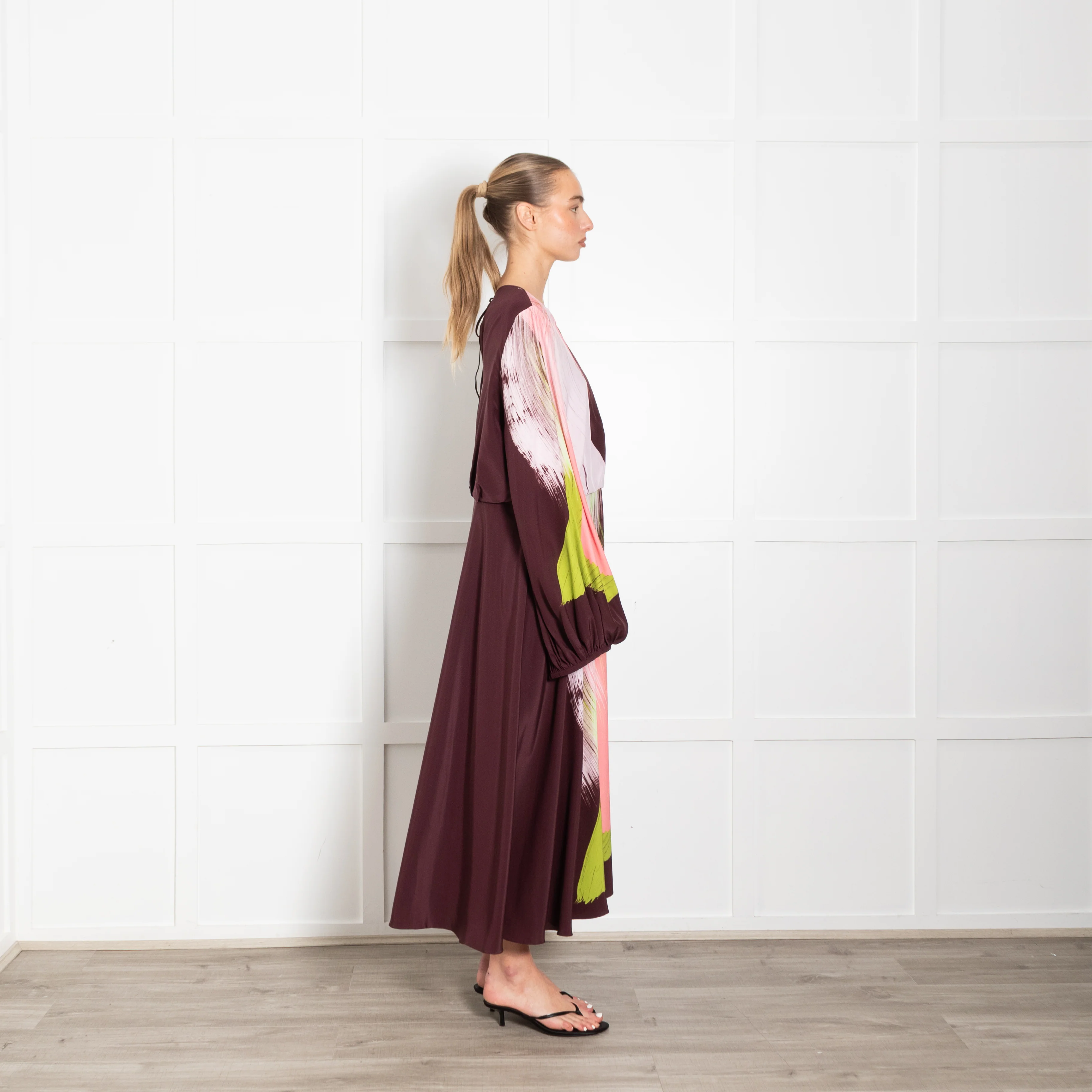 Roksanda Anahita Burgundy/Pink/Green Multicolored Silk Dress - Image 6