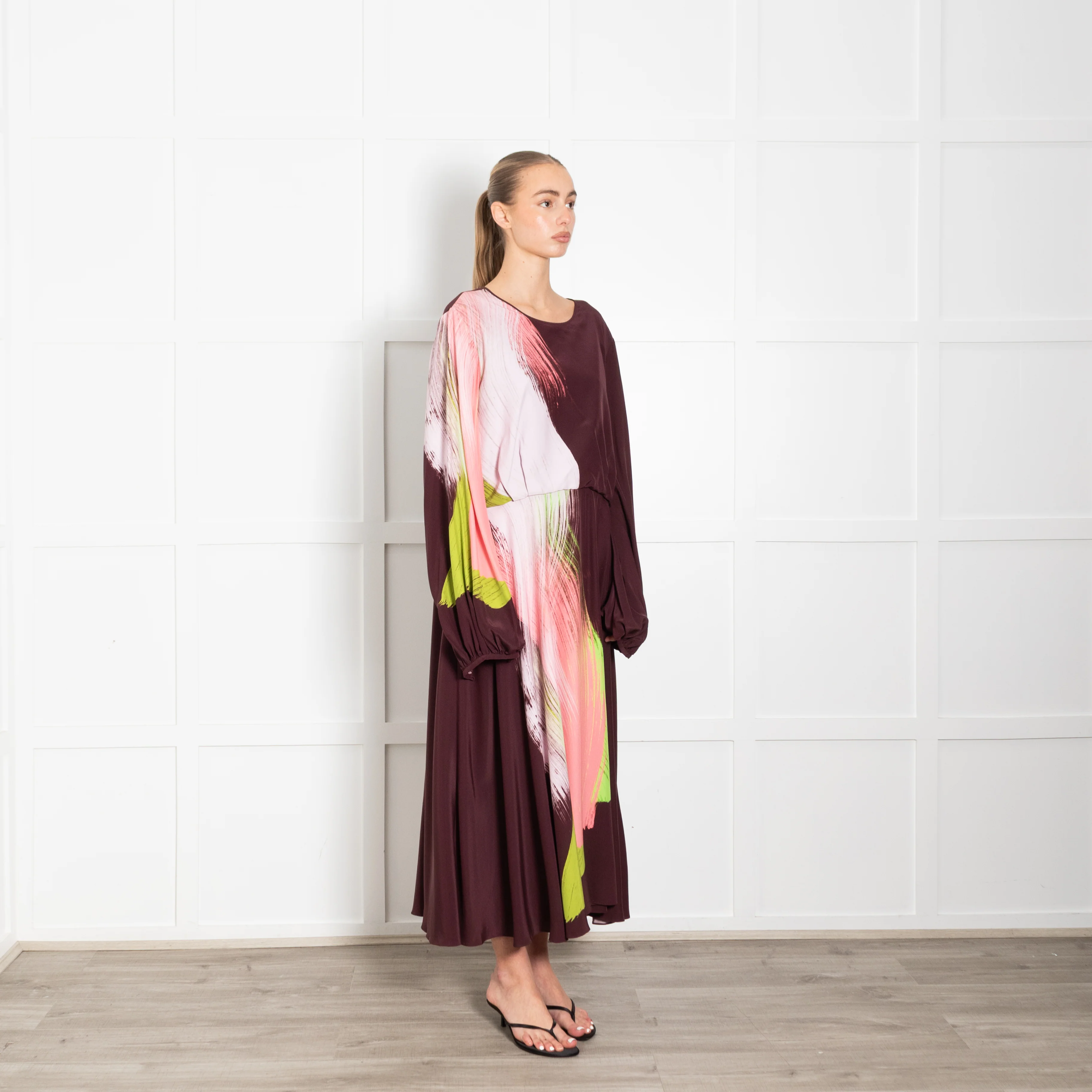 Roksanda Anahita Burgundy/Pink/Green Multicolored Silk Dress - Image 7