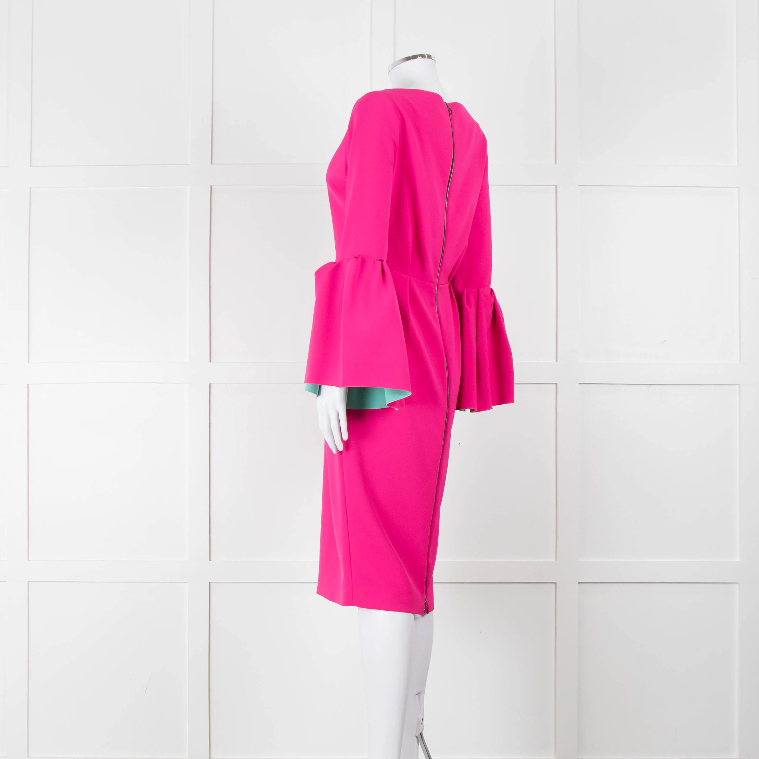 Roksanda Hot Pink Exaggerated Sleeve Midi Dress - Image 6
