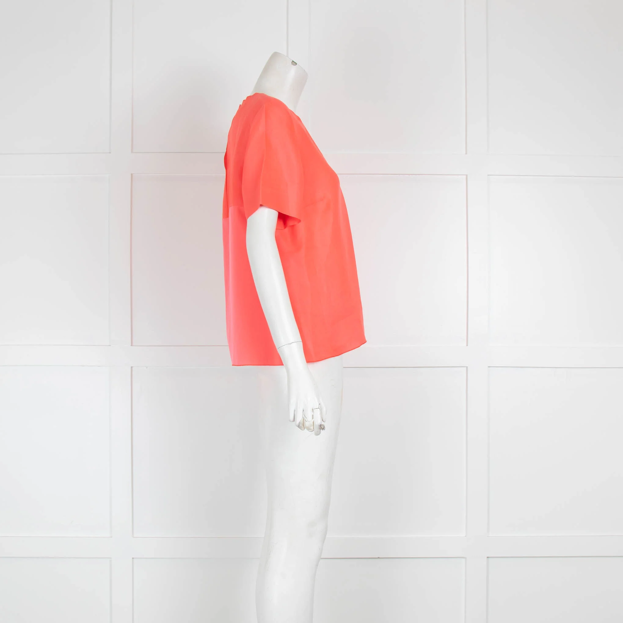 Roksanda Neon Coral Front Pocket Short Sleeve Top - Image 2