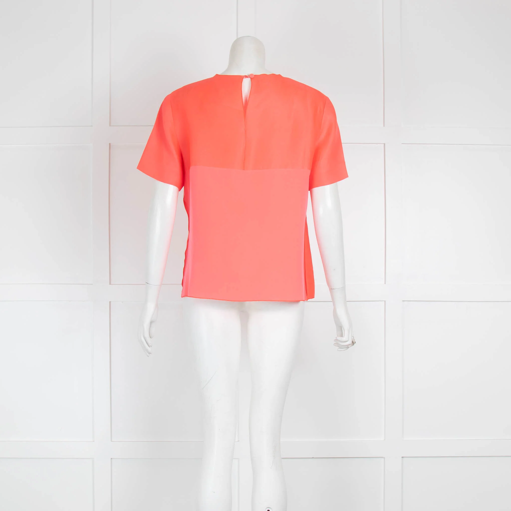Roksanda Neon Coral Front Pocket Short Sleeve Top - Image 3