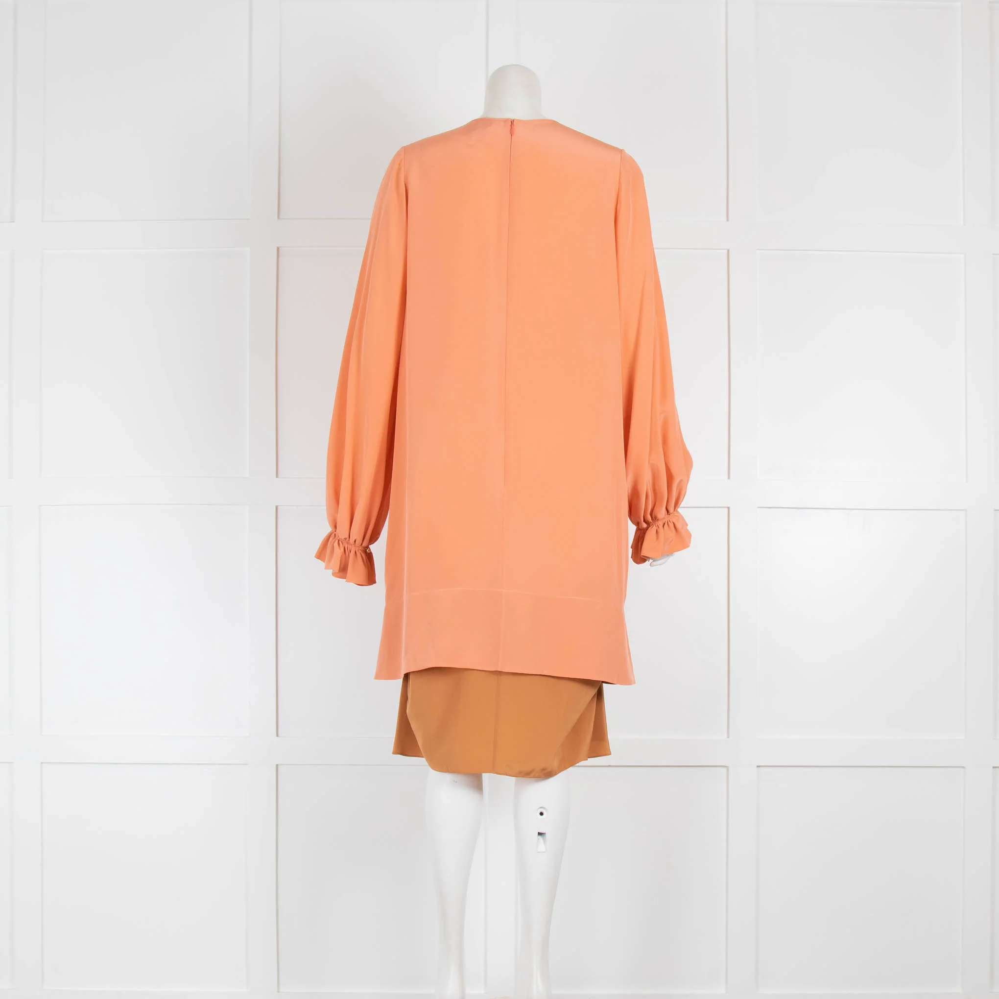 Roksanda Orange Silk Tiered Long Sleeve Dress - Image 3