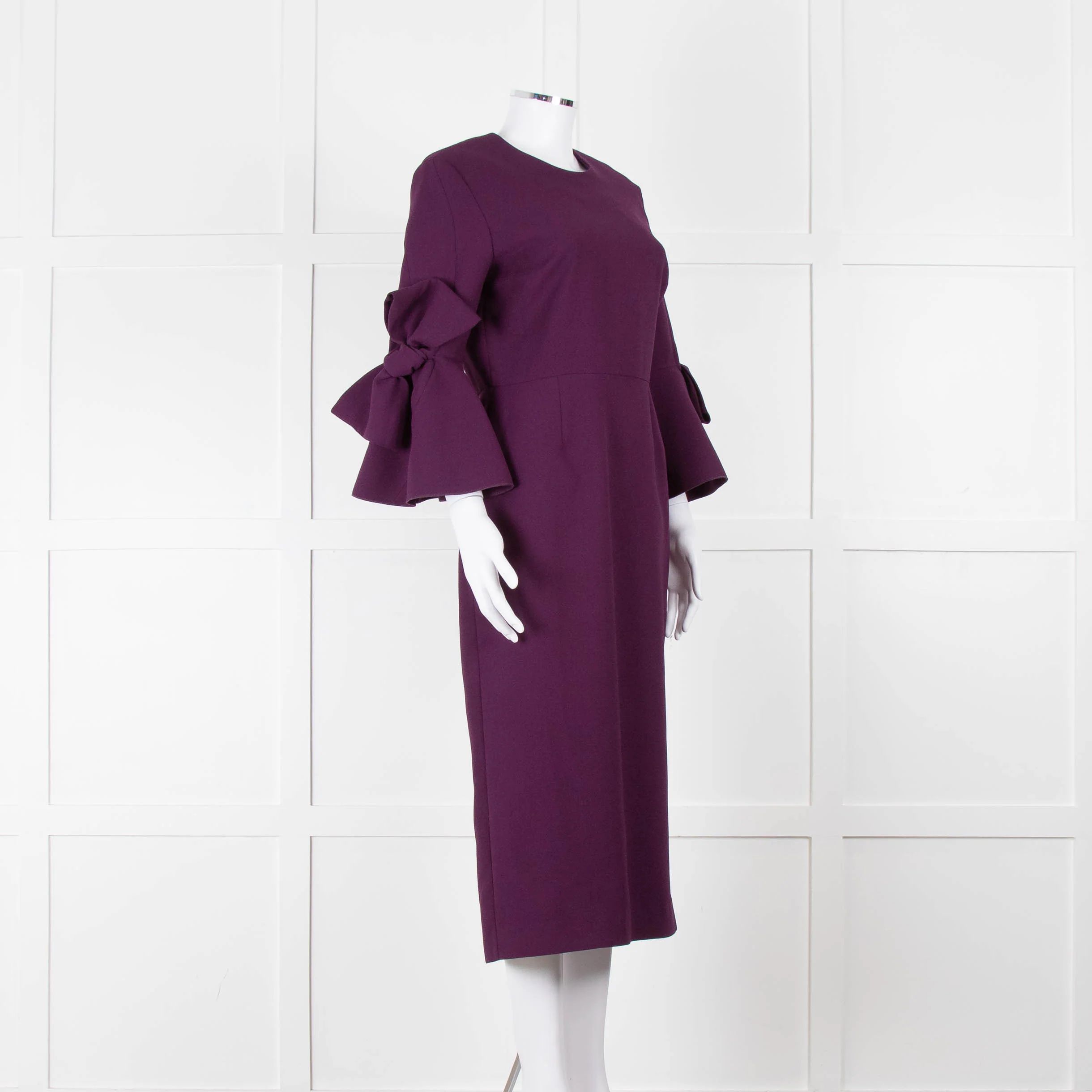 Roksanda Purple Bow Sleeve Midi Dress - Image 2