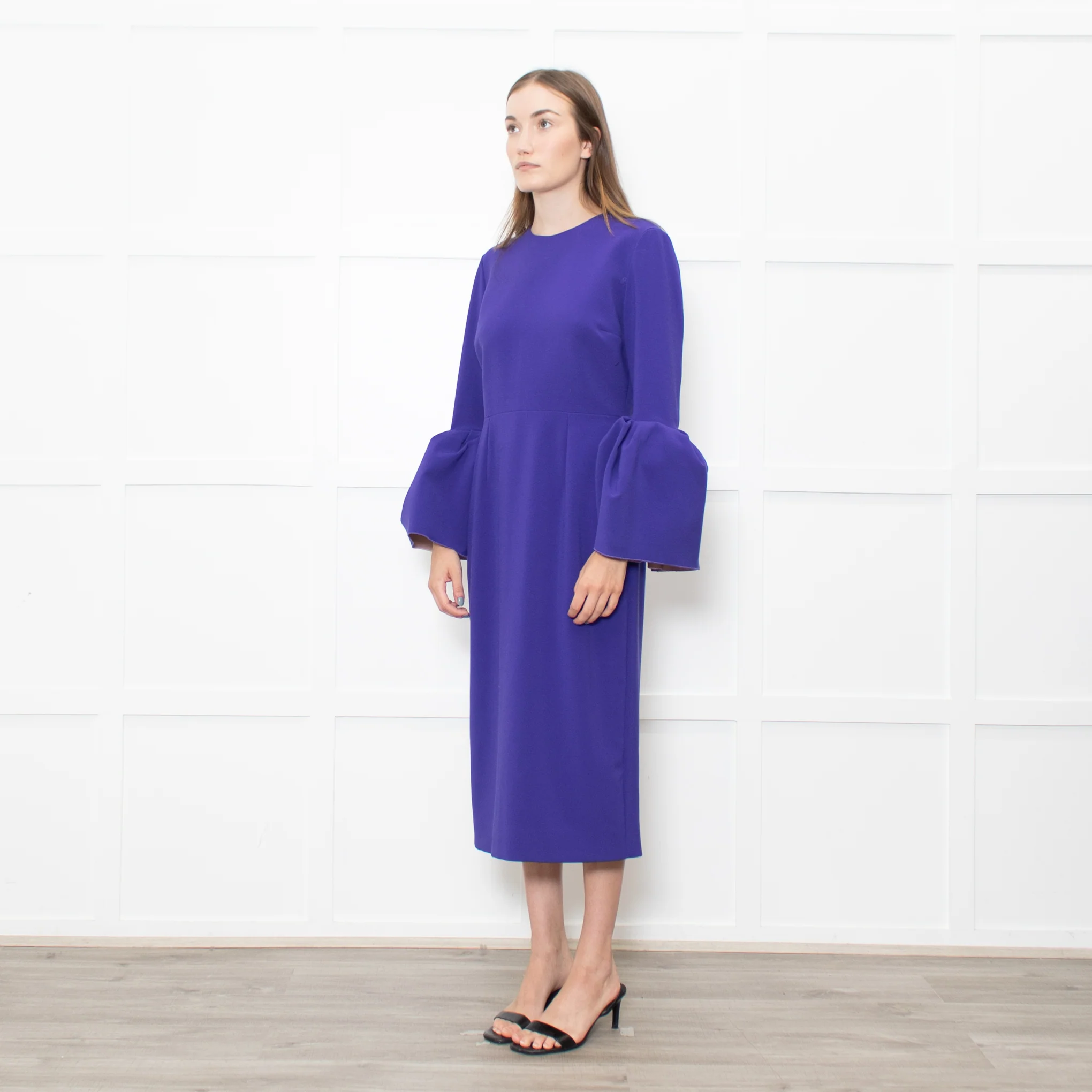 Roksanda Purple Exaggerated Sleeve Midi Dress - Image 3