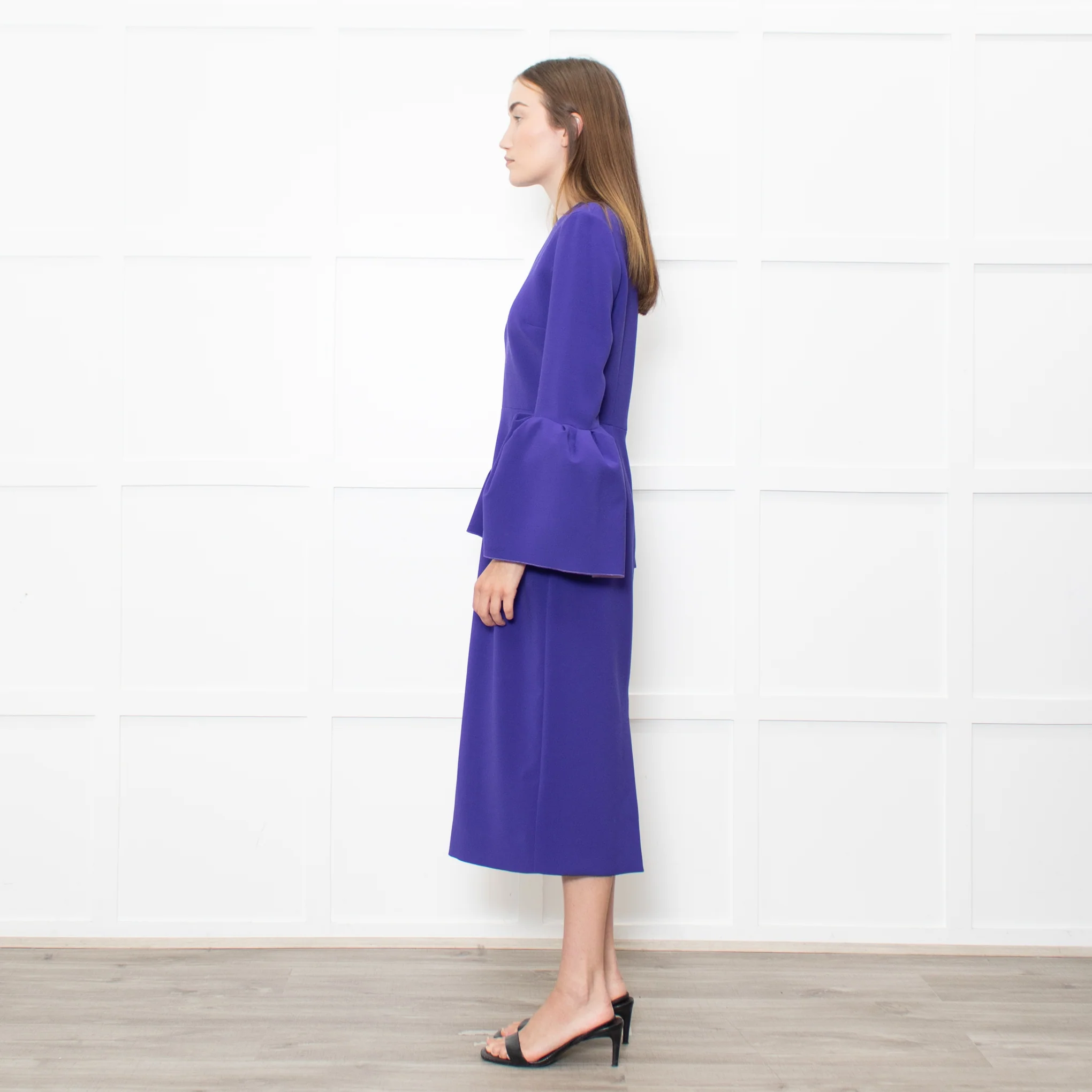 Roksanda Purple Exaggerated Sleeve Midi Dress - Image 4
