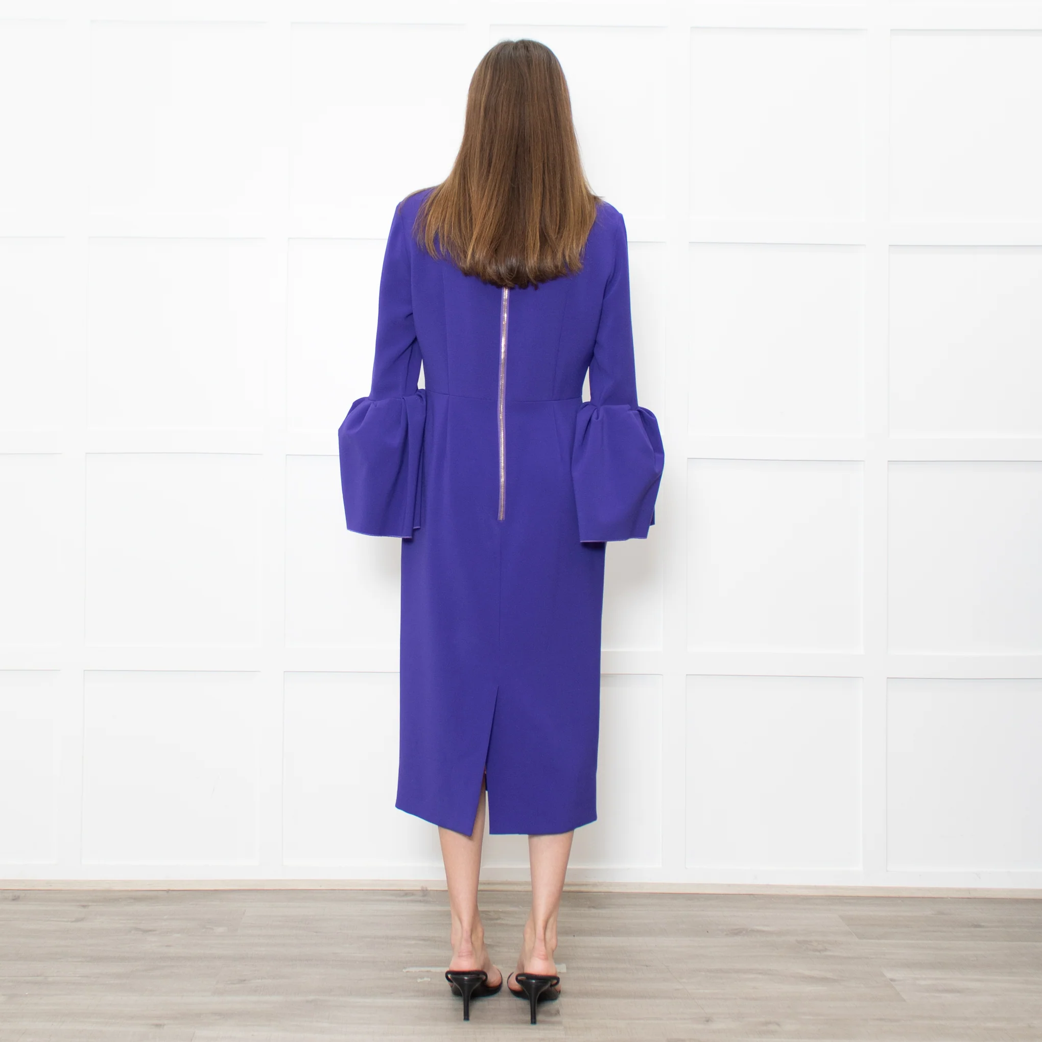 Roksanda Purple Exaggerated Sleeve Midi Dress - Image 5