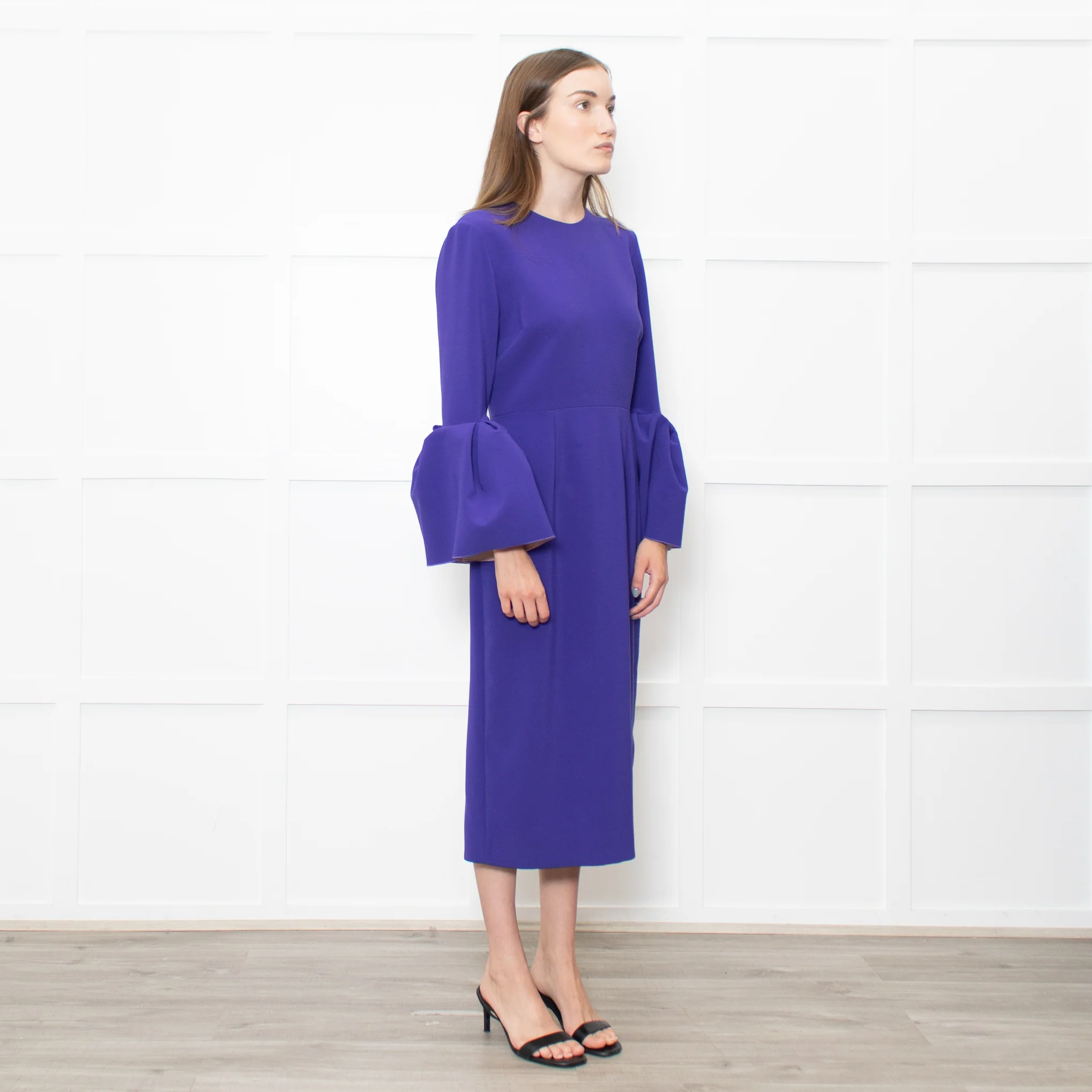 Roksanda Purple Exaggerated Sleeve Midi Dress - Image 7