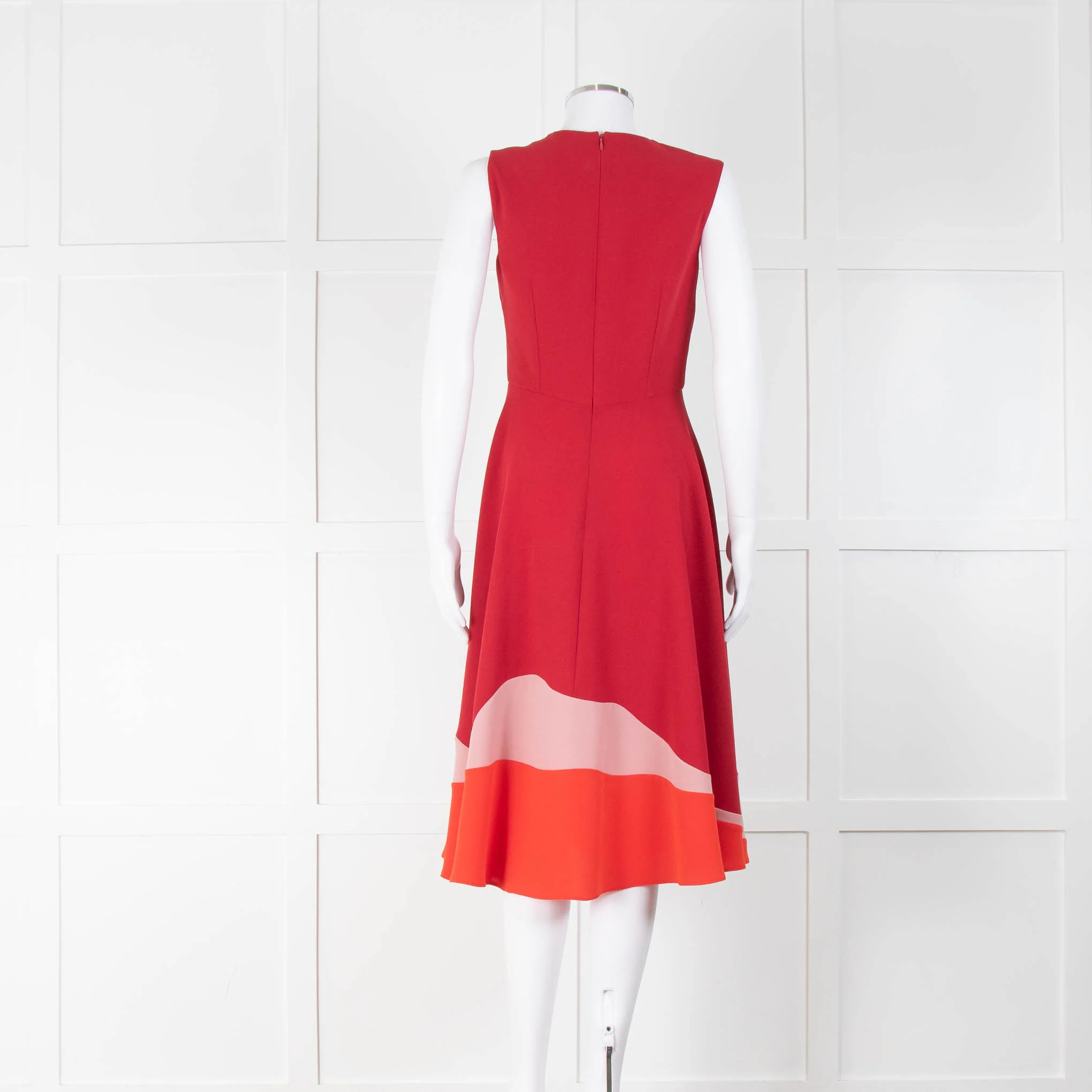 Roksanda Red Orange Pink Hem Alesi Sleeveless Dress - Image 3