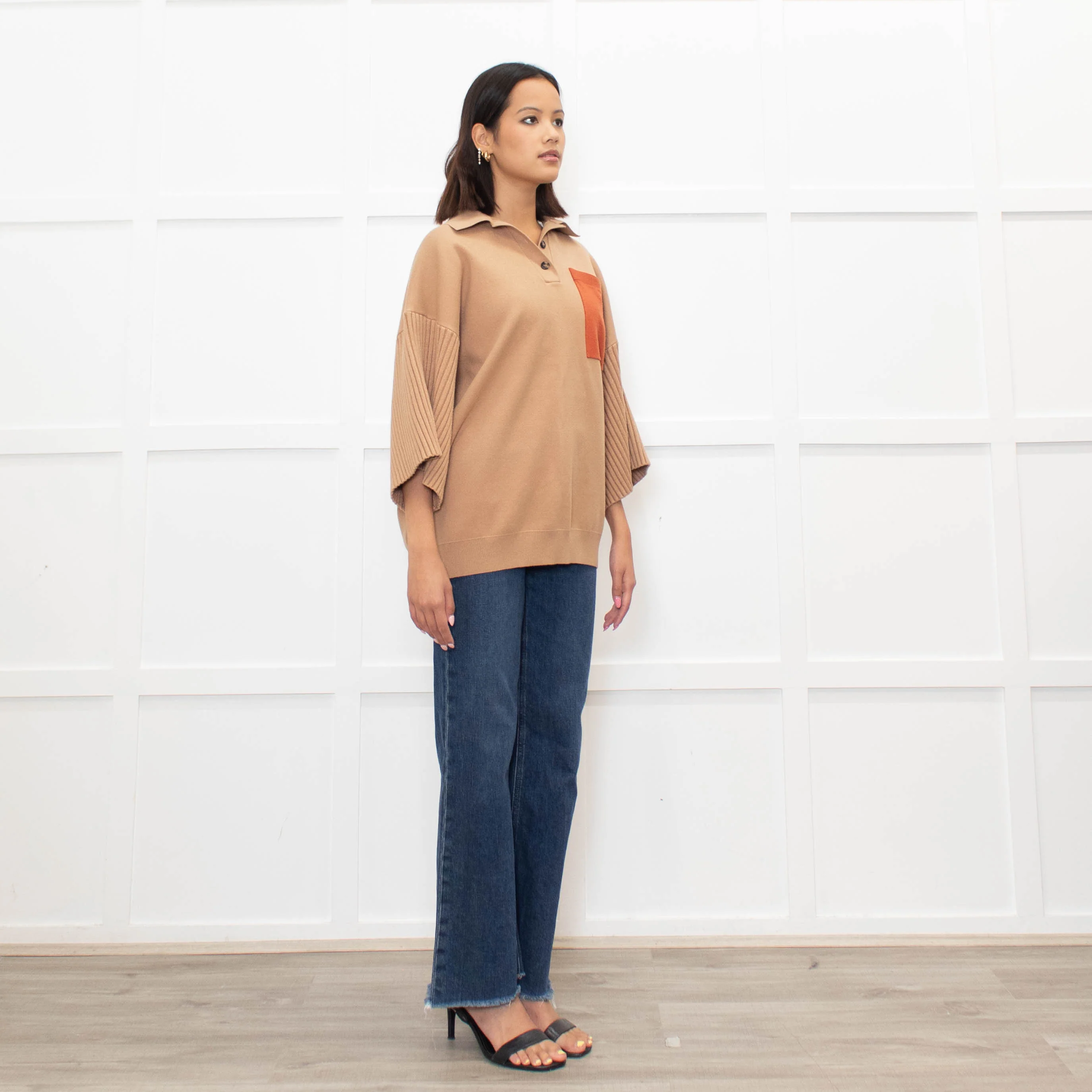 Roksanda Tan knit Orange Pocket Oversized Knit Top - Image 3