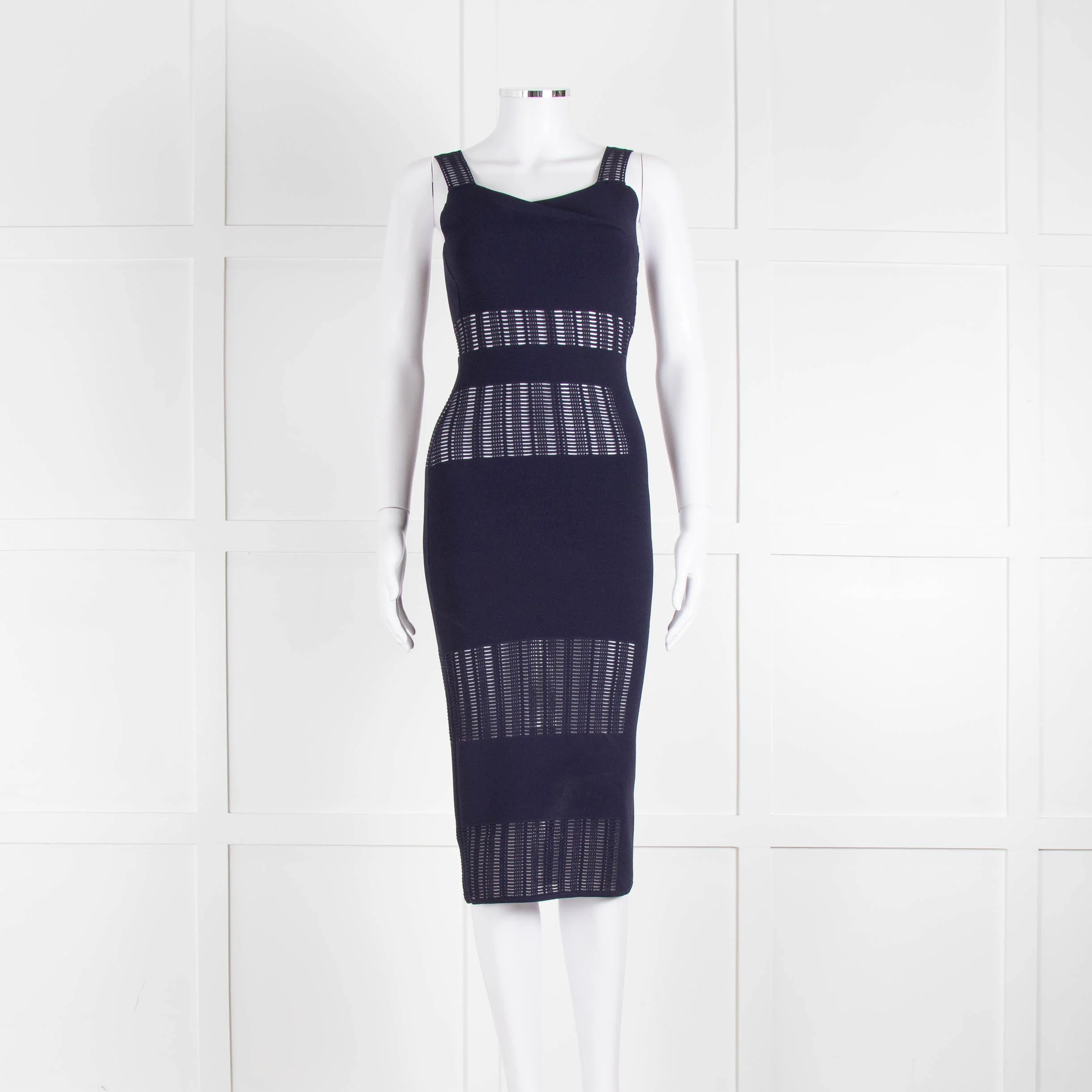 Roland Mouret Navy Stretch Knit Cocktail Dress