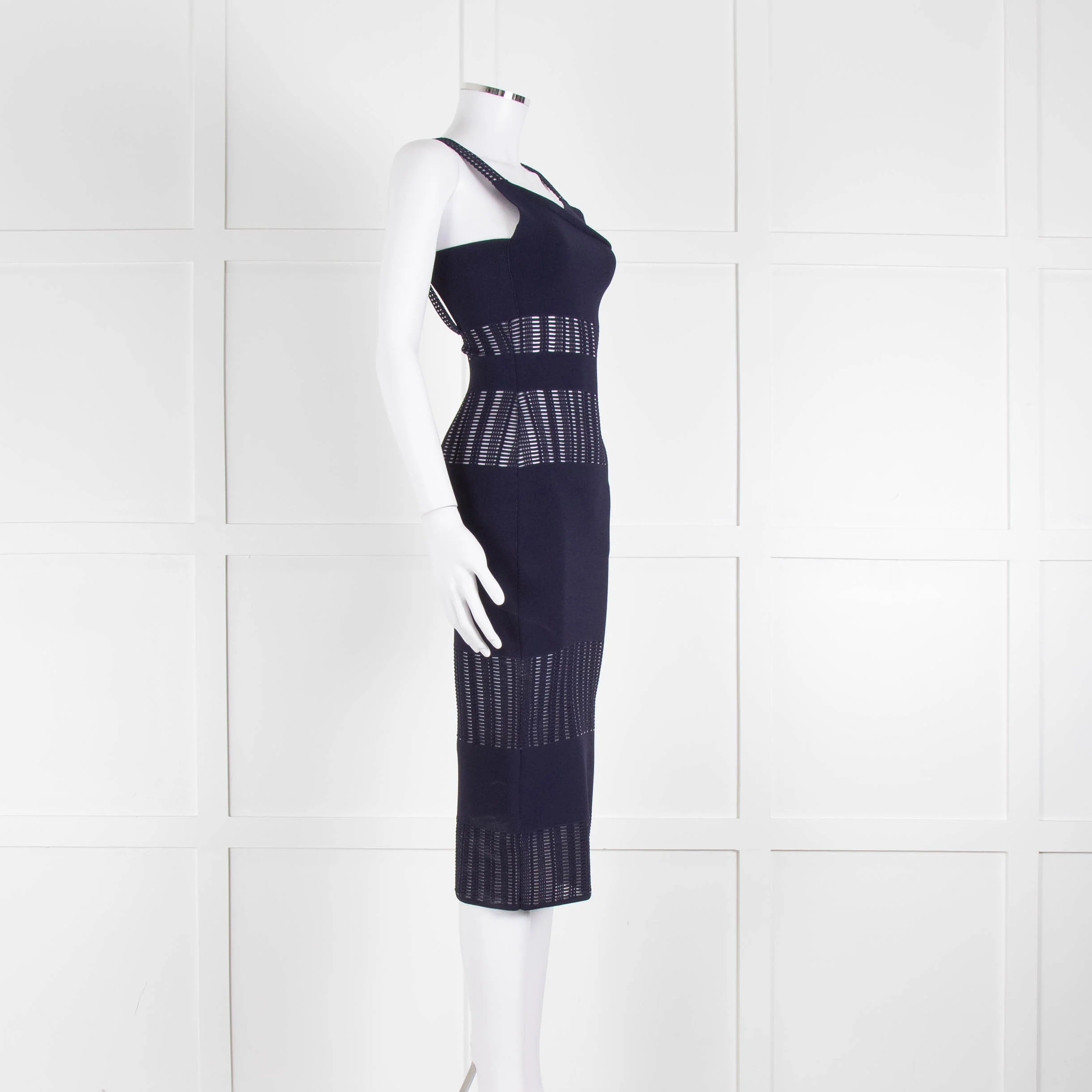 Roland Mouret Navy Stretch Knit Cocktail Dress - Image 2
