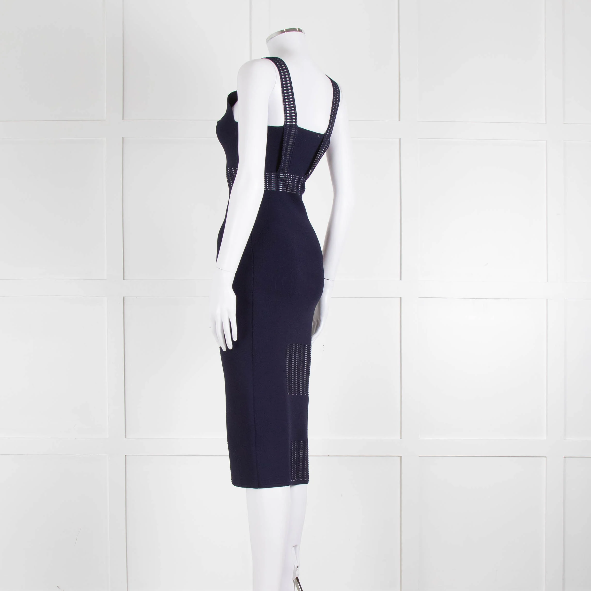 Roland Mouret Navy Stretch Knit Cocktail Dress - Image 6