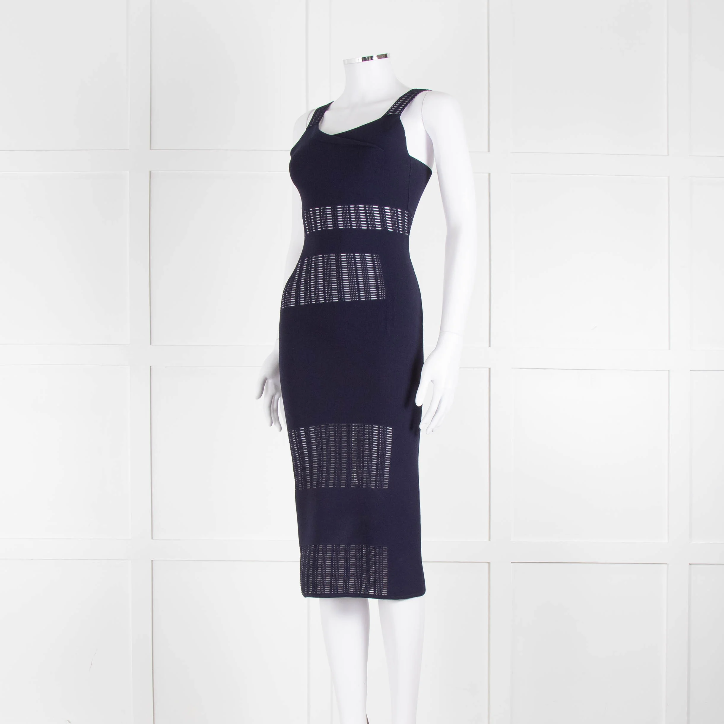 Roland Mouret Navy Stretch Knit Cocktail Dress - Image 8