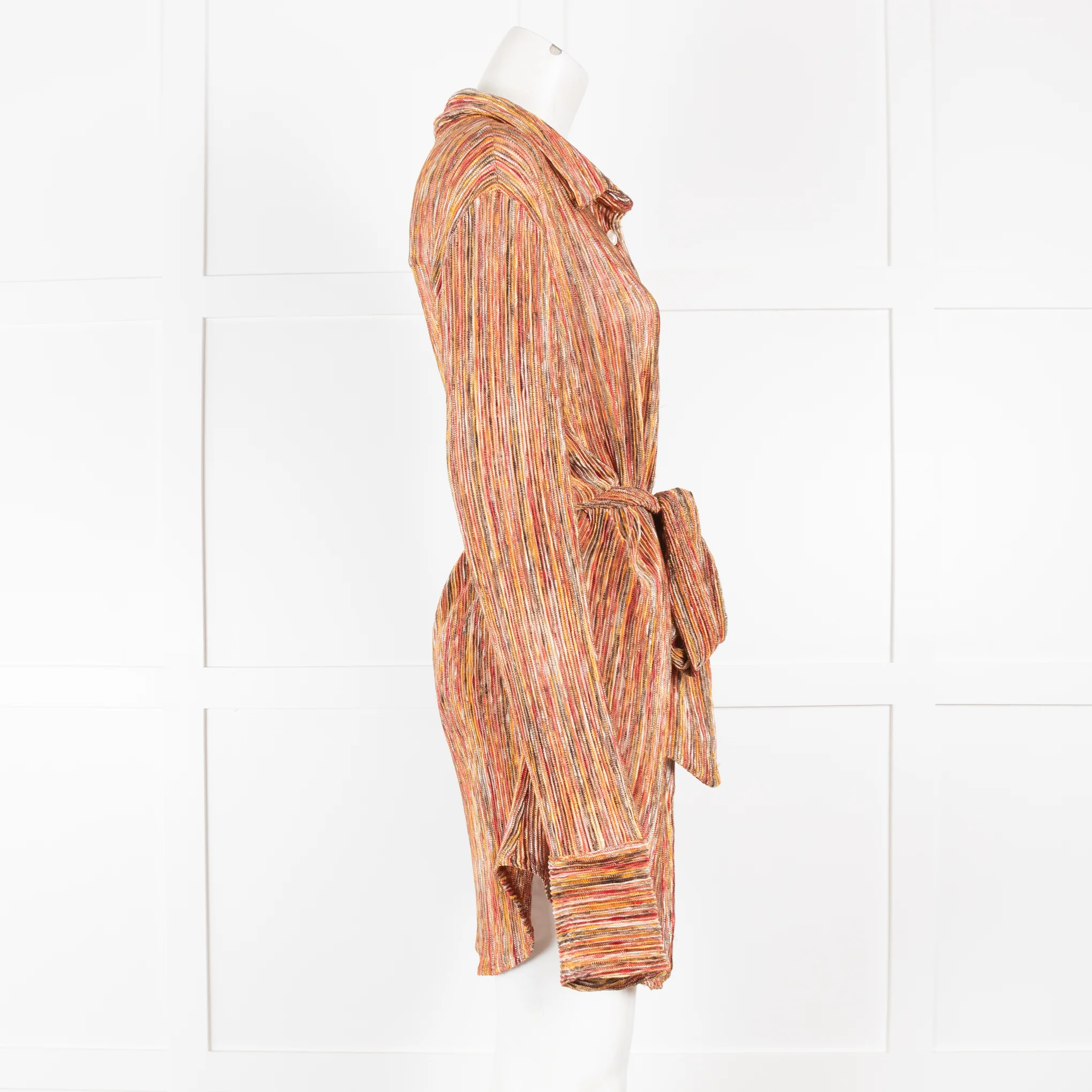 Ronny Kobo Contrast Stripe Shirt with Waist Tie - Image 2