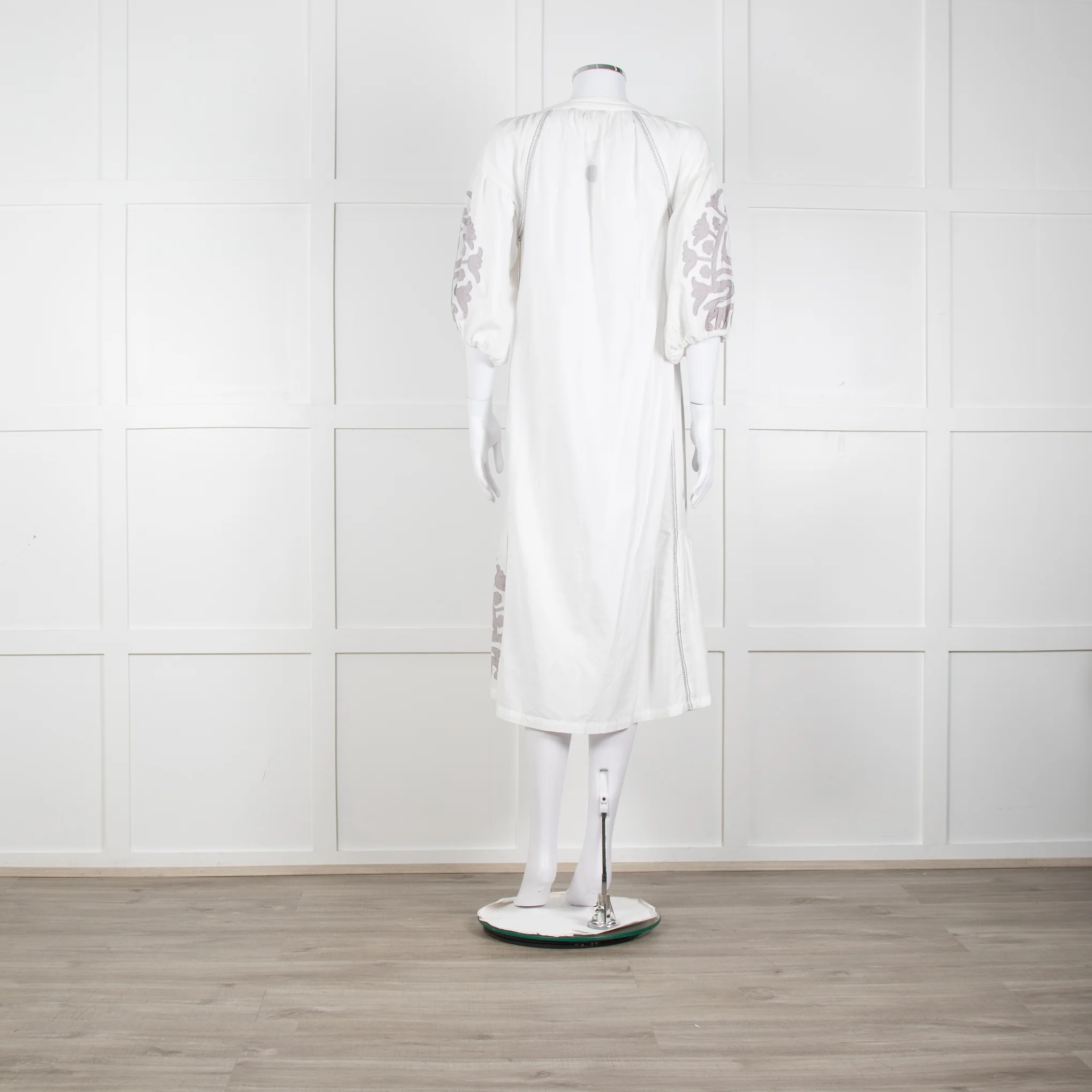 Rose And Rose White And Grey Kaftan Dress With Tassle Ties - Image 5