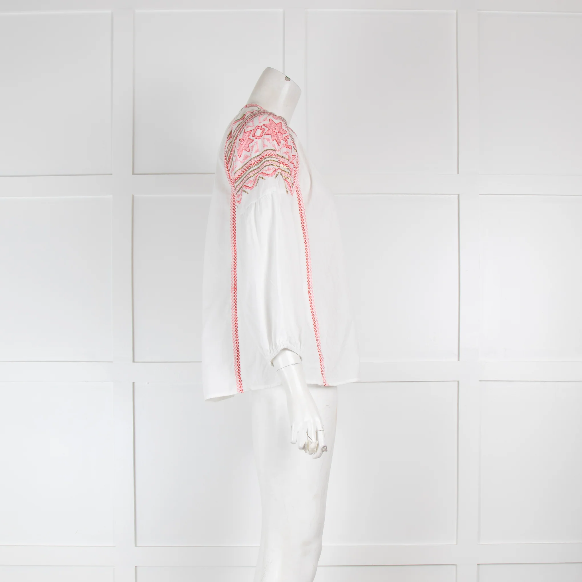 Rose & Rose White Blouse with Pink Embroidery - Image 2
