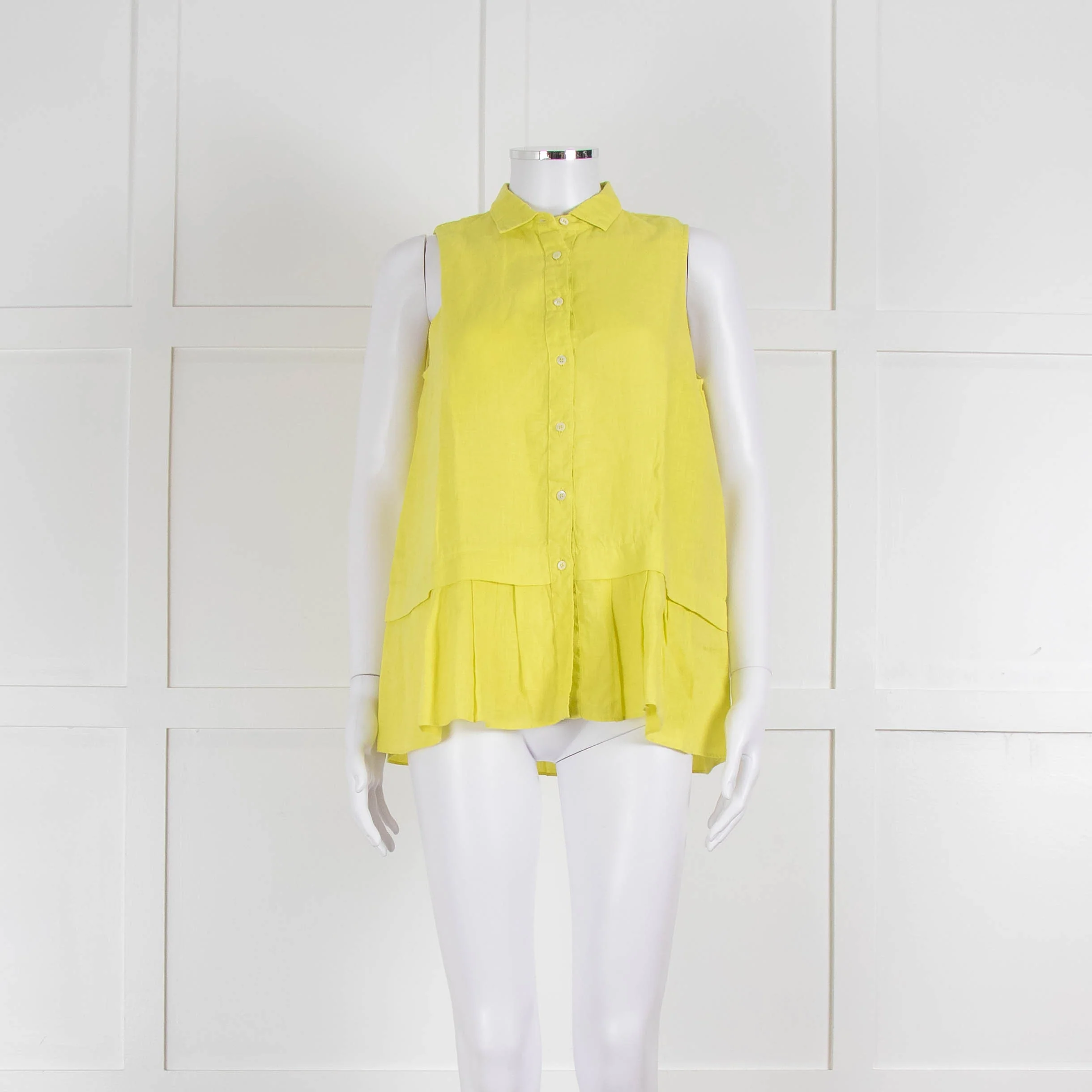 Rosso35 Lime Green Sleeveless Shirt with Peplum