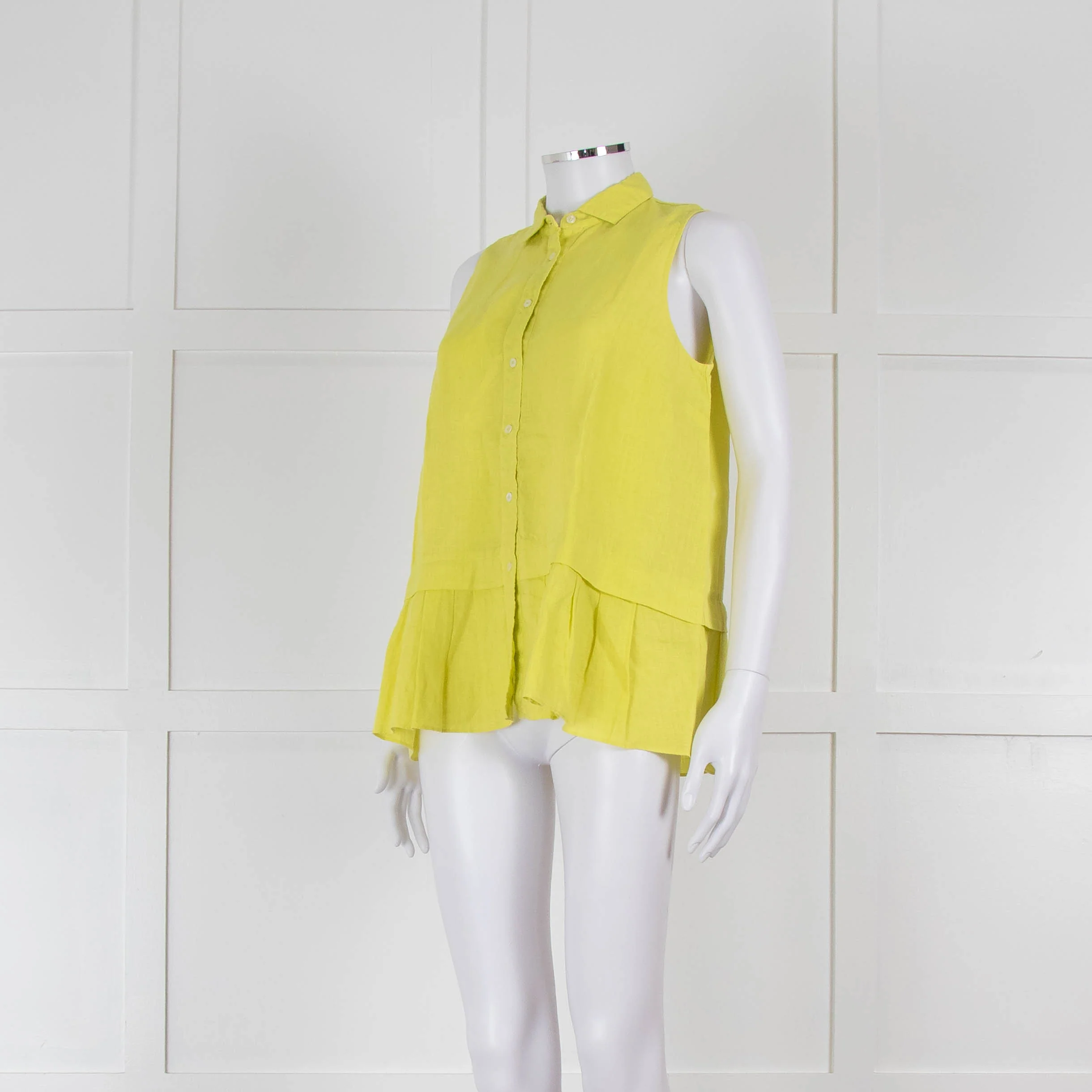 Rosso35 Lime Green Sleeveless Shirt with Peplum - Image 8