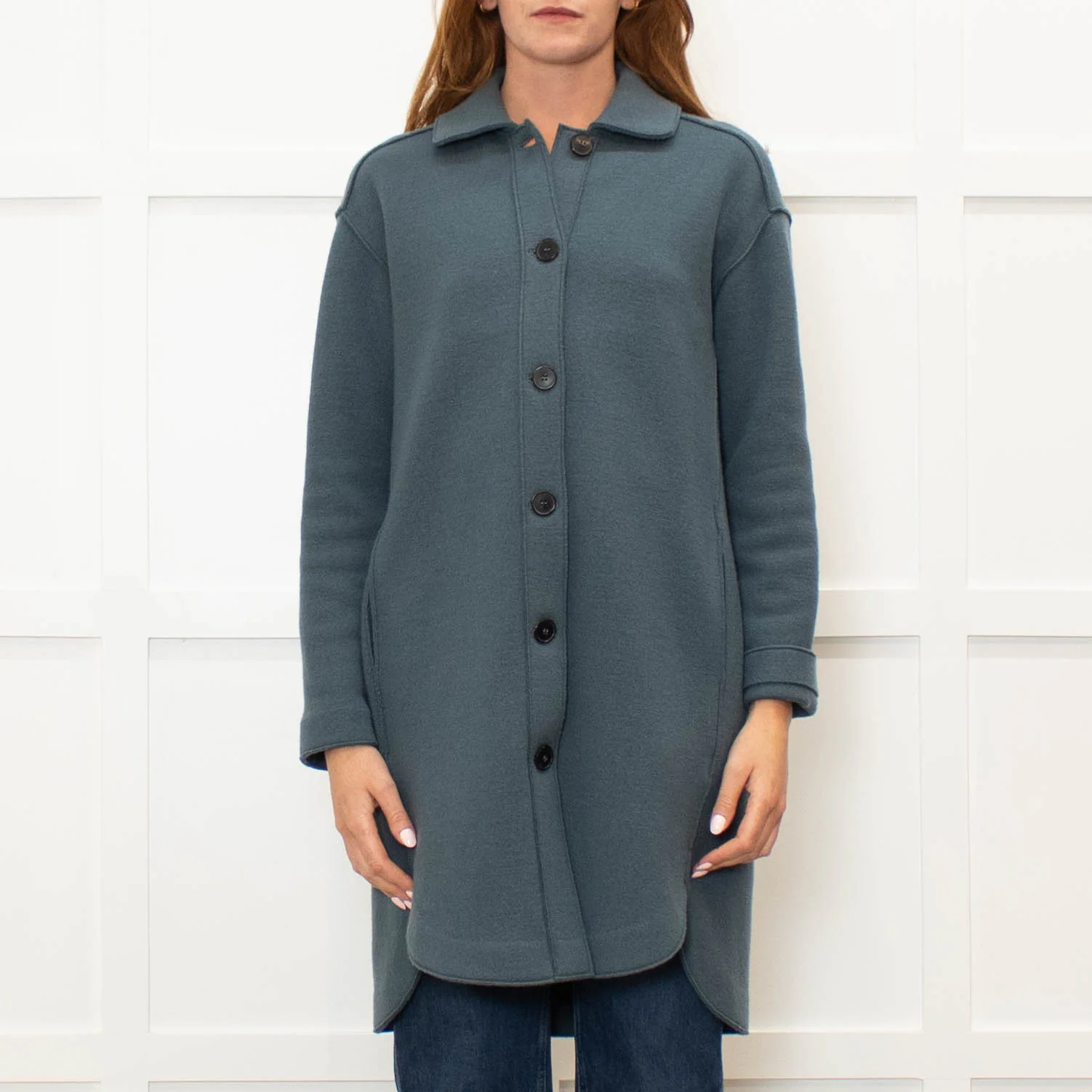 Rosso35 Petrol Blue Knit Coat - Image 2