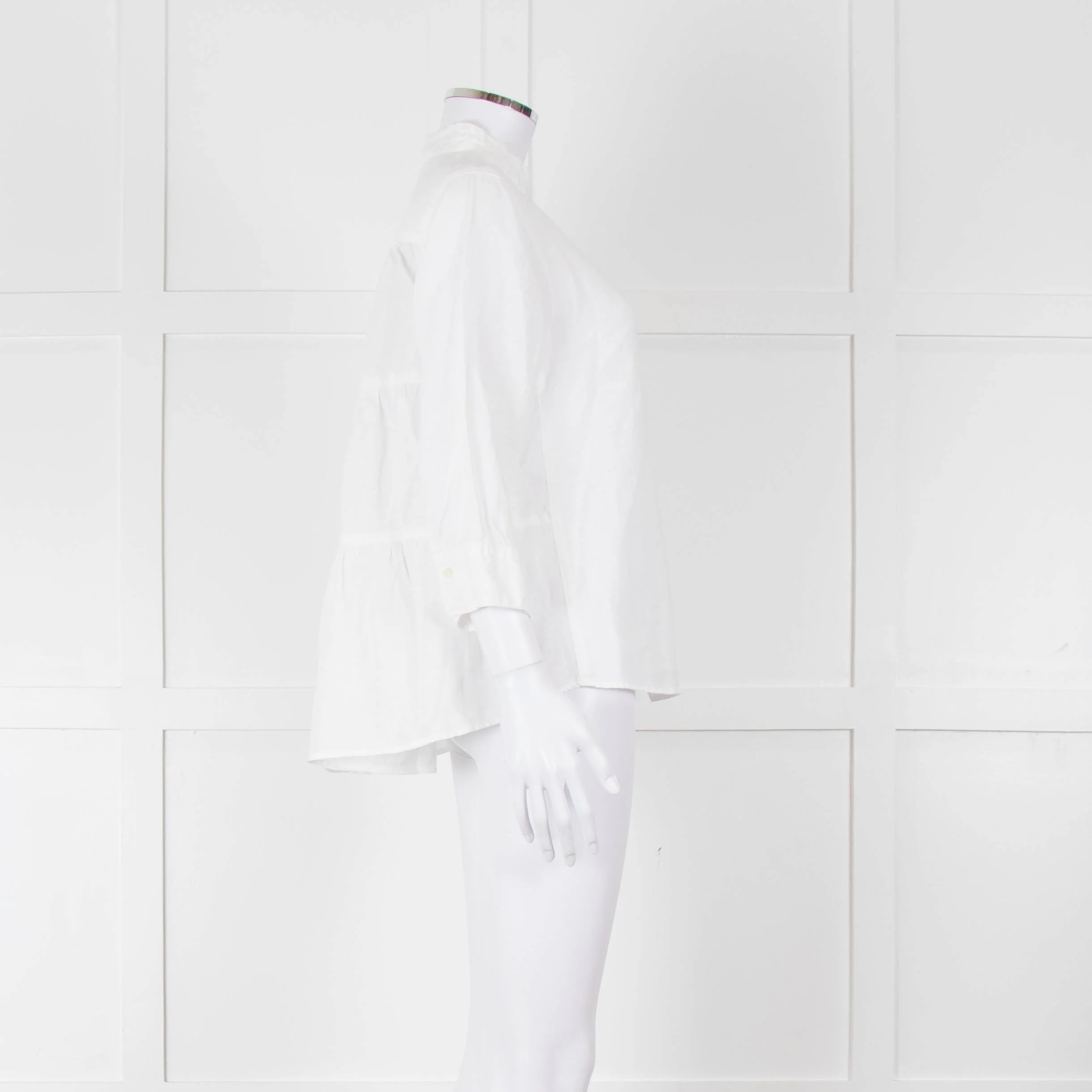 Rosso35 White Linen Tiered Back Shirt - Image 3