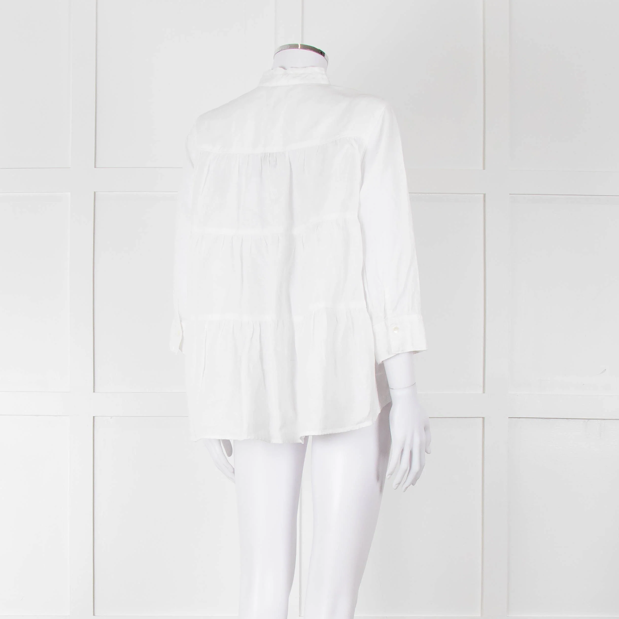 Rosso35 White Linen Tiered Back Shirt - Image 4