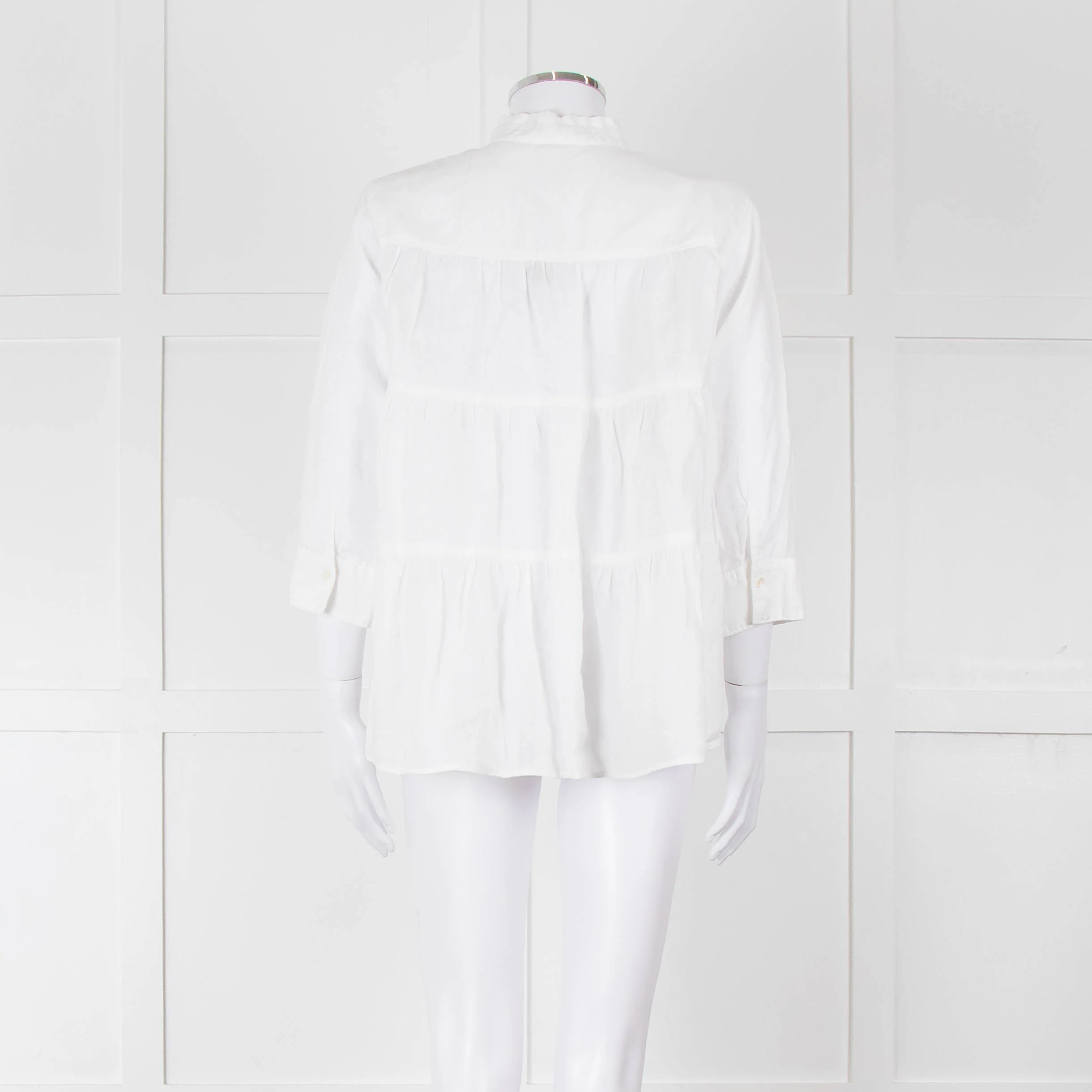 Rosso35 White Linen Tiered Back Shirt - Image 5