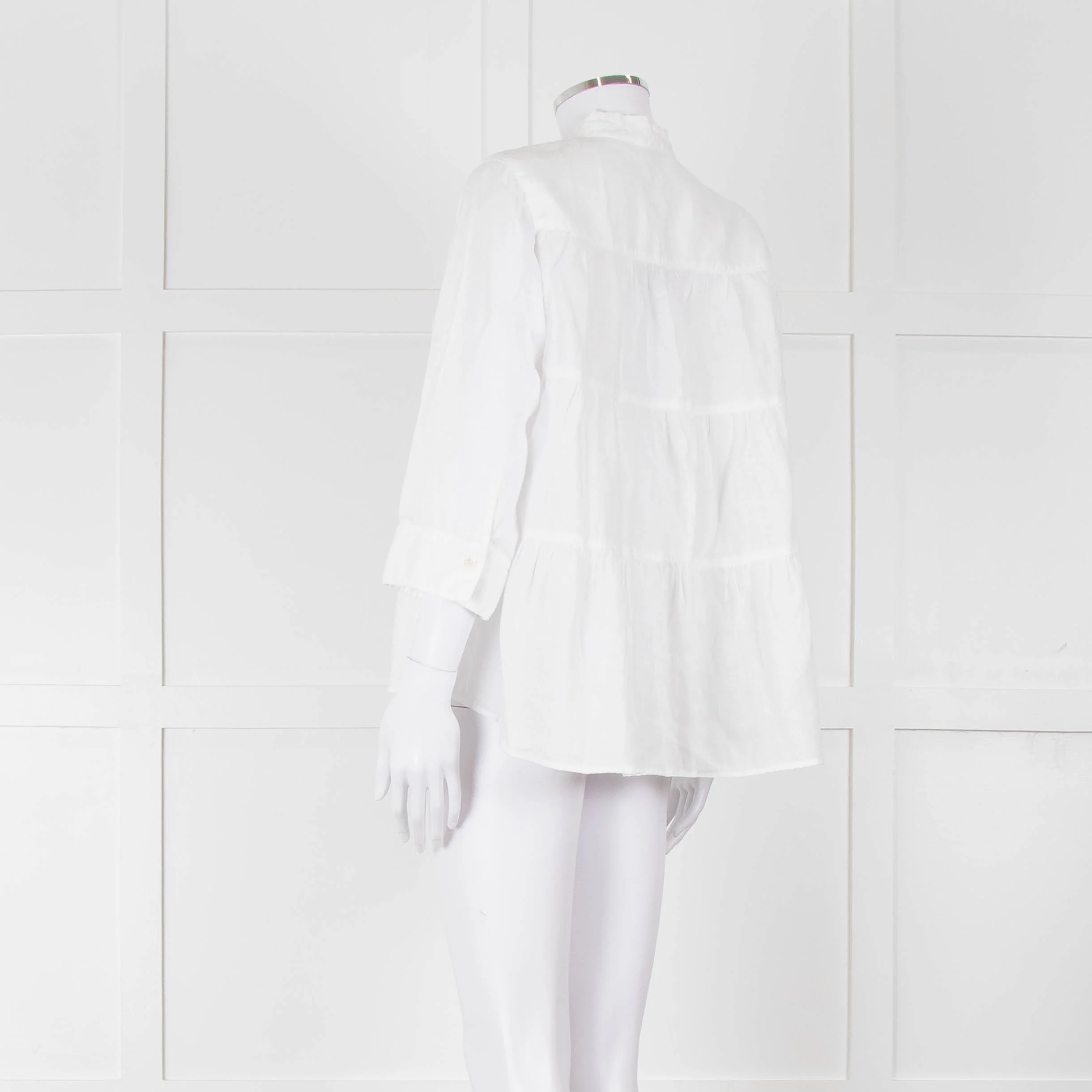 Rosso35 White Linen Tiered Back Shirt - Image 6