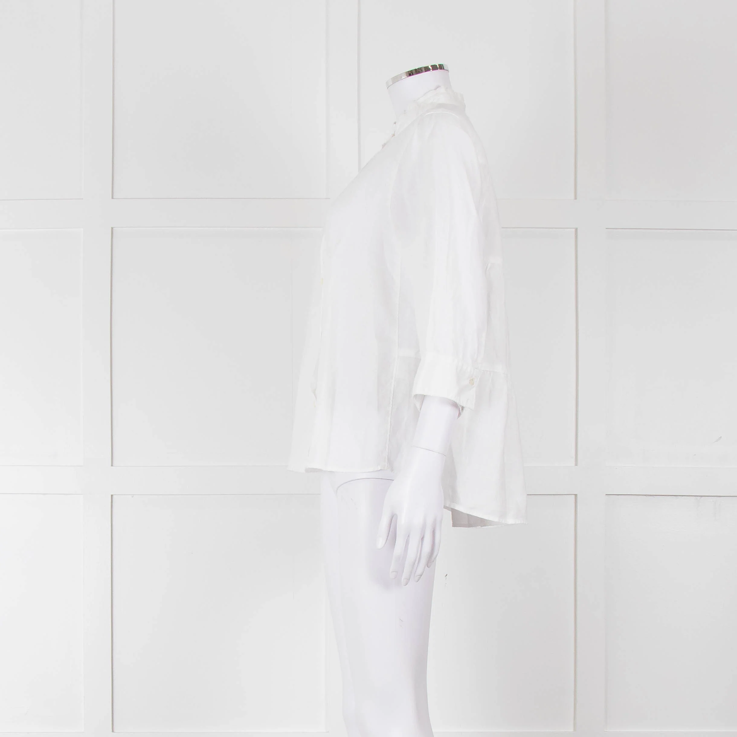Rosso35 White Linen Tiered Back Shirt - Image 7